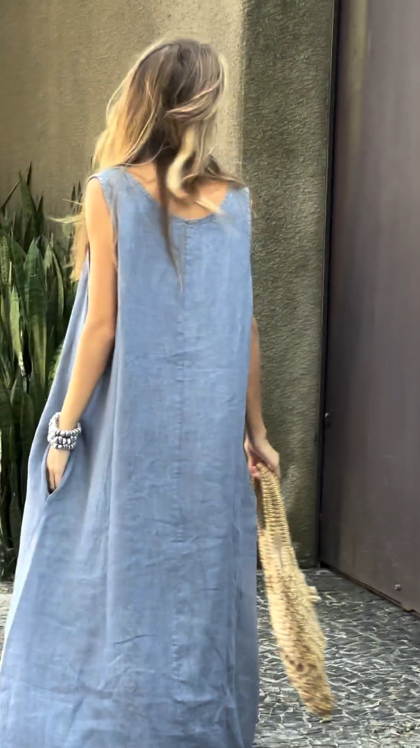 Women's Cotton linen dress with pocket