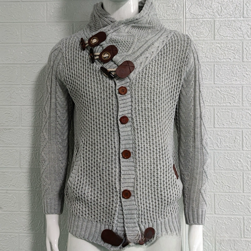 Men's Casual Scarf Jacket Pocket Sweater