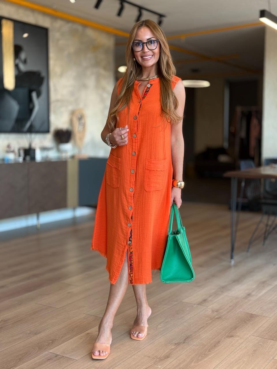 [Copy]Women's Cotton linen casual dress with pocket