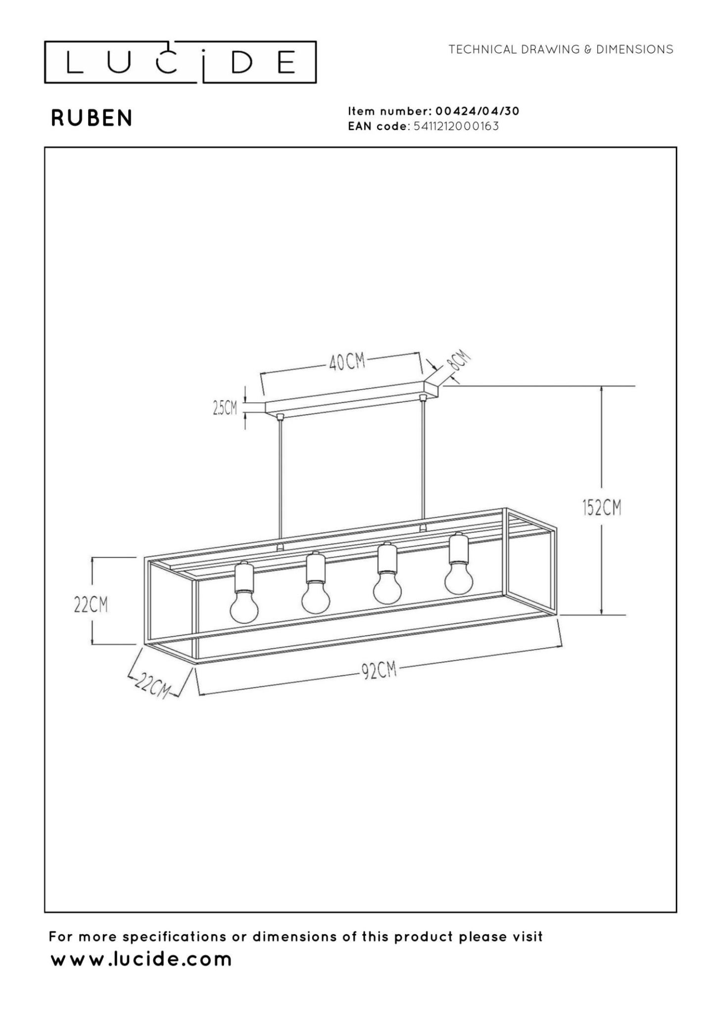Ruben Ceiling Lights - Matt Black