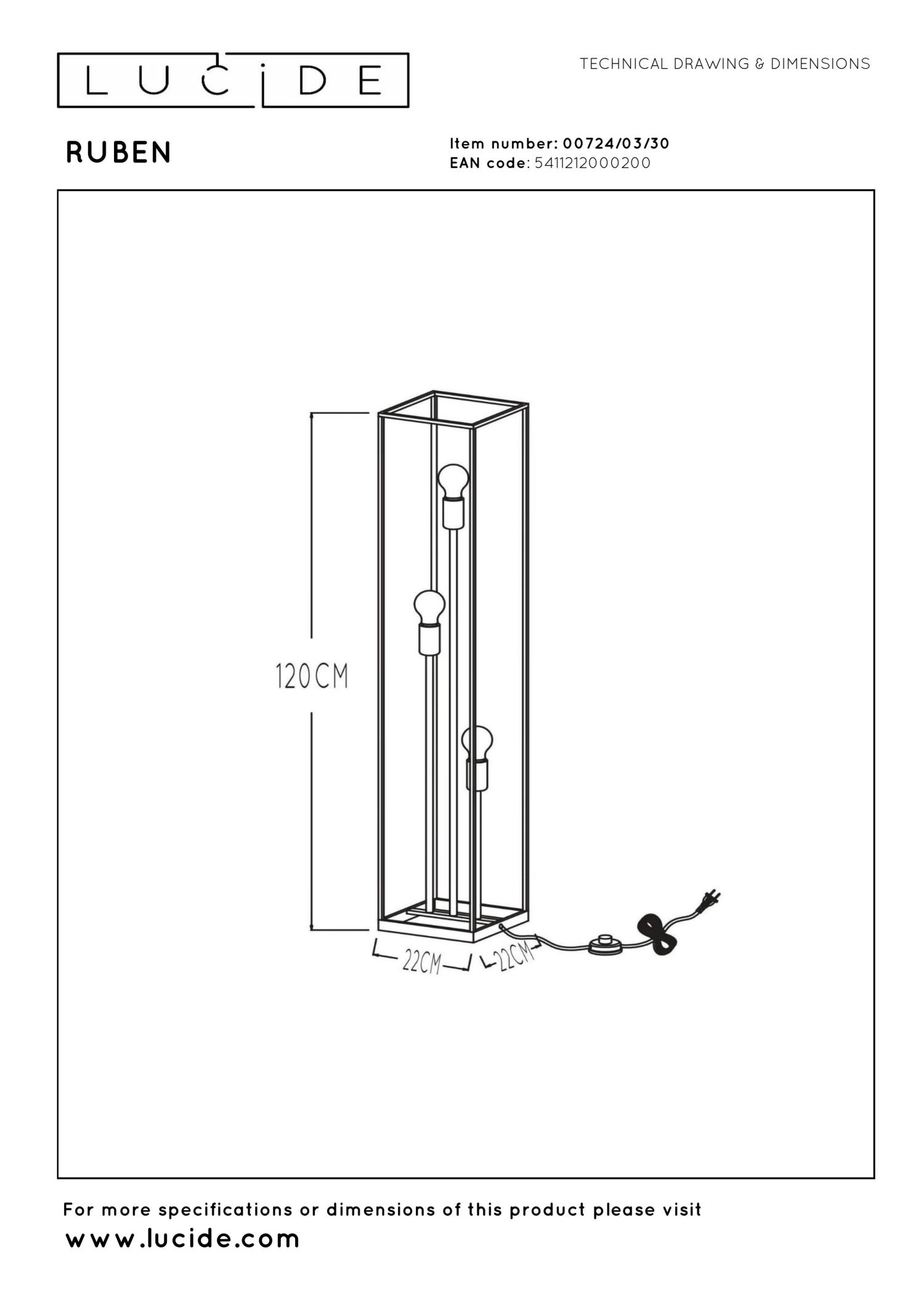 Ruben Floor Lamp - Matt Black