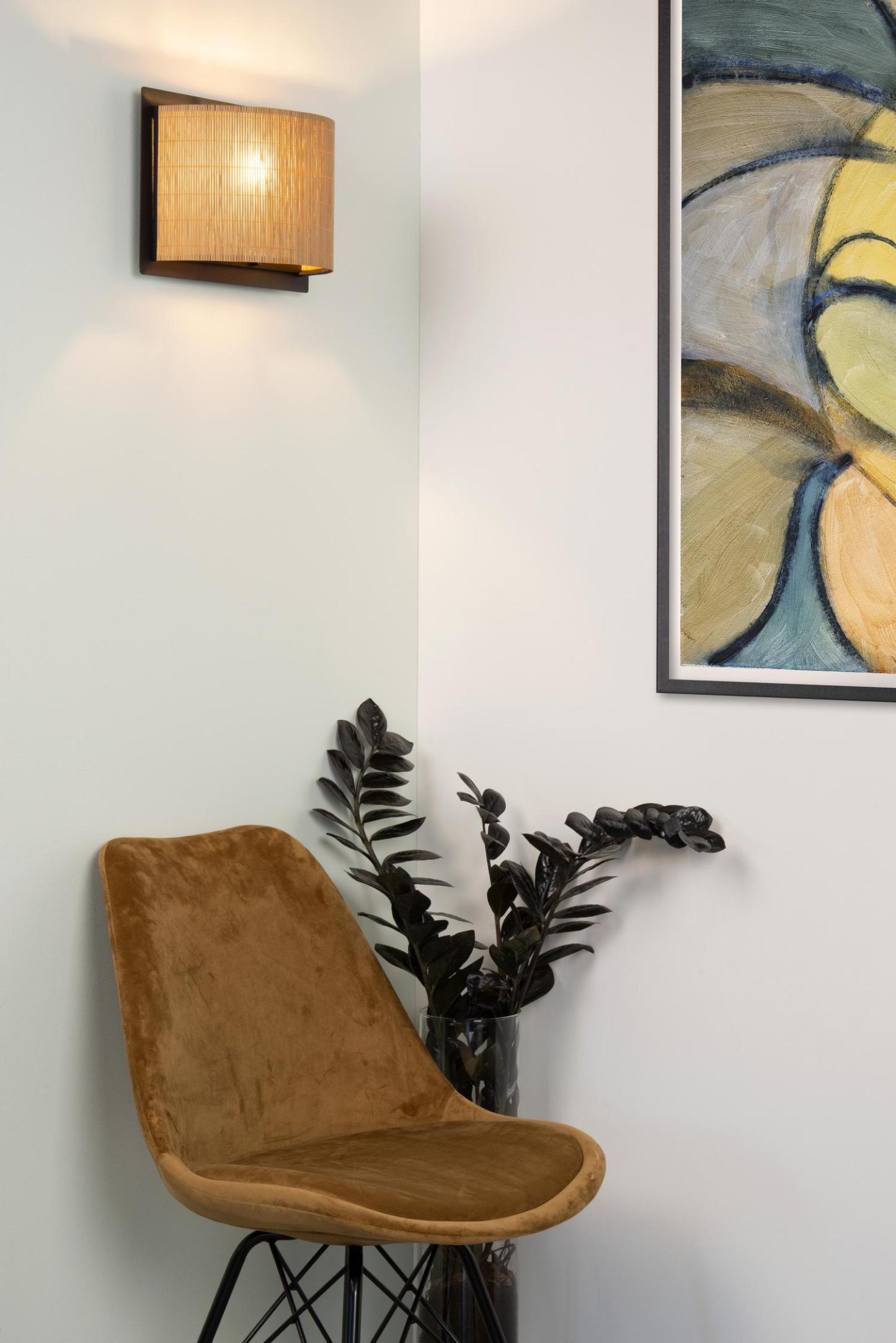 Magius Wall Lights - Matt Black/Natural Rattan