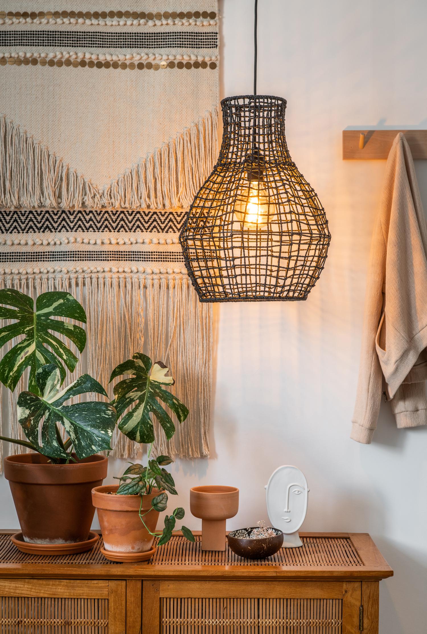 Alban Ceiling Lights - Matt Black/Black Paper