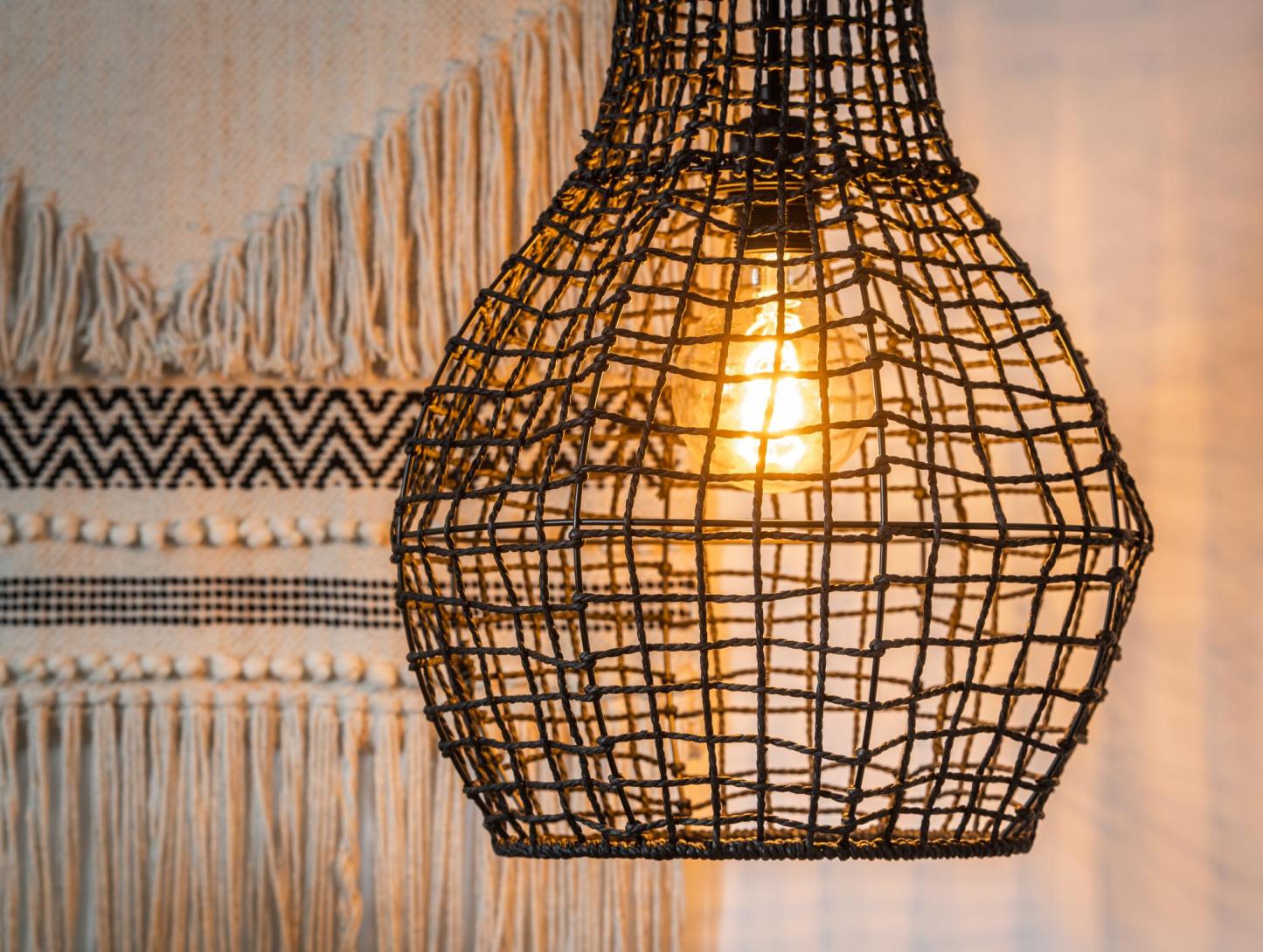 Alban Ceiling Lights - Matt Black/Black Paper