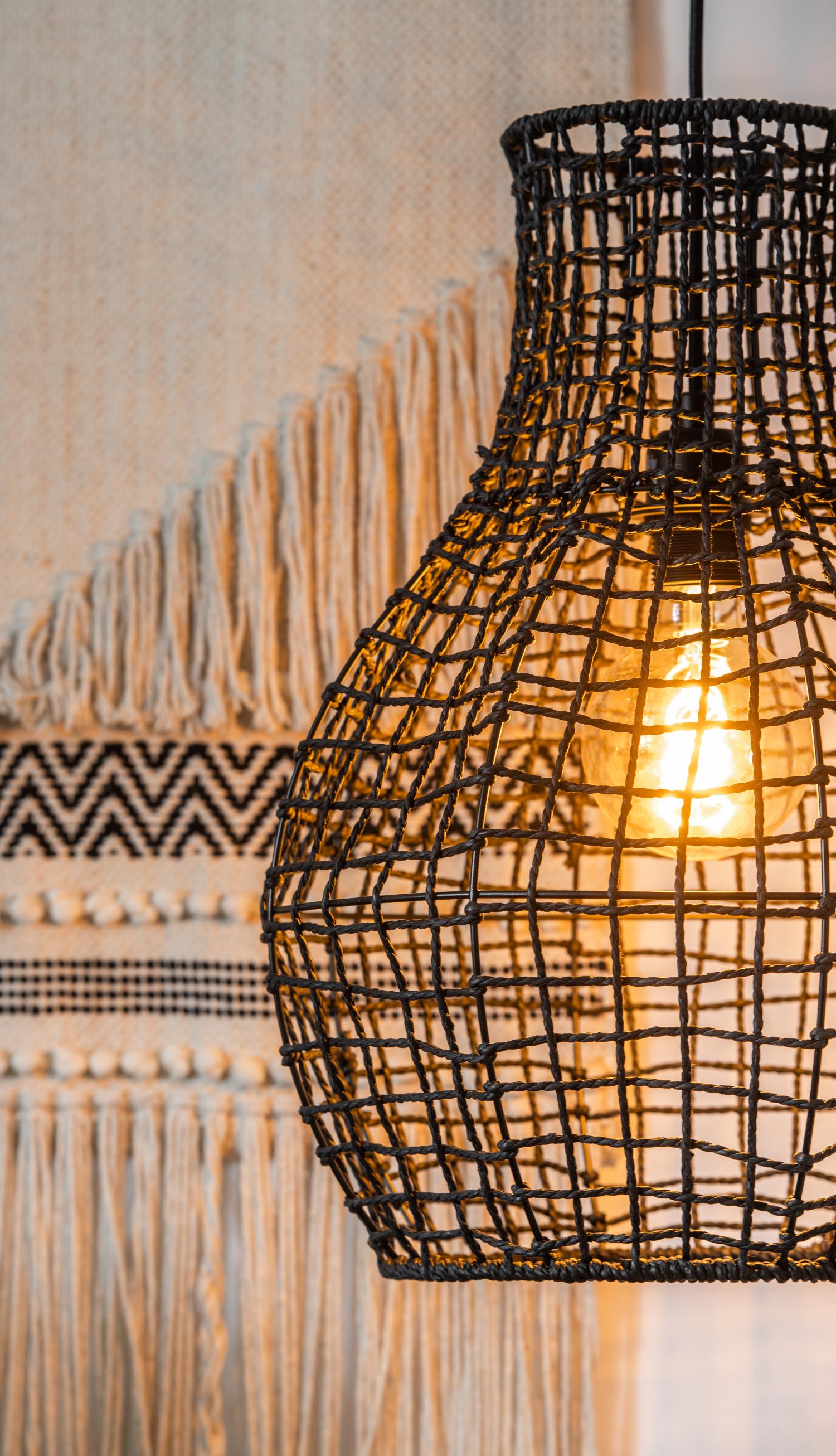 Alban Ceiling Lights - Matt Black/Black Paper