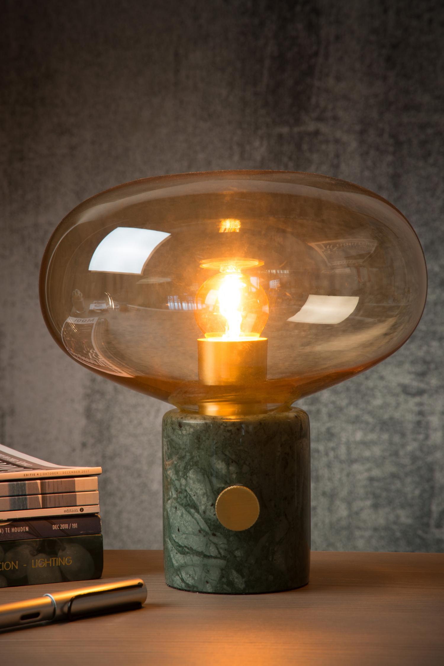 Charlize Table Lamp - Green Marble/Smoked Amber