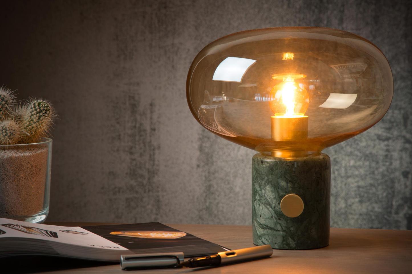 Charlize Table Lamp - Green Marble/Smoked Amber