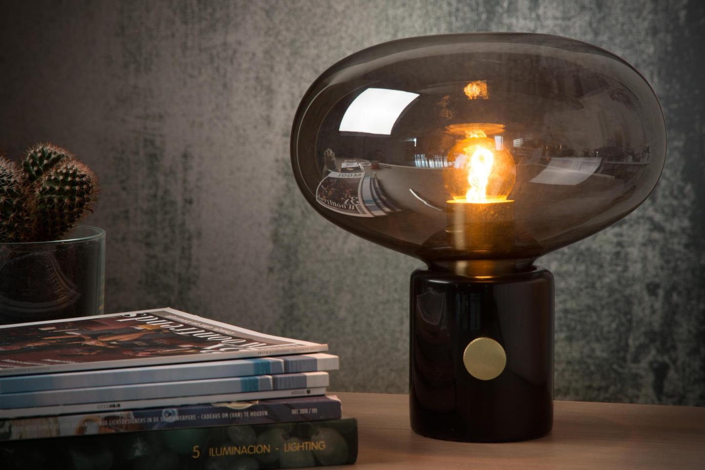 Charlize Table Lamp - Green Marble/Smoked Amber