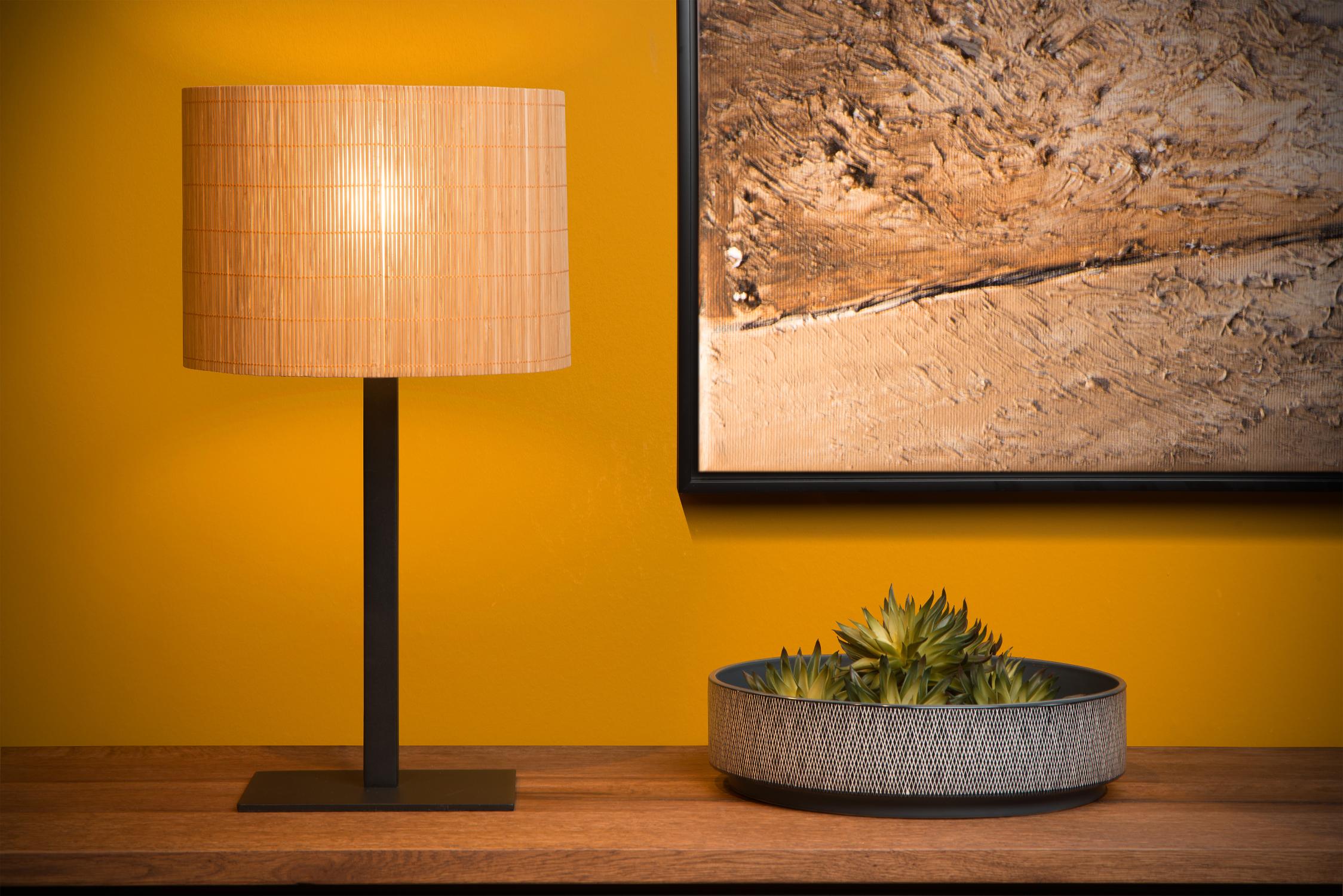 Magius Table Lamp - Matt Black/Natural Rattan