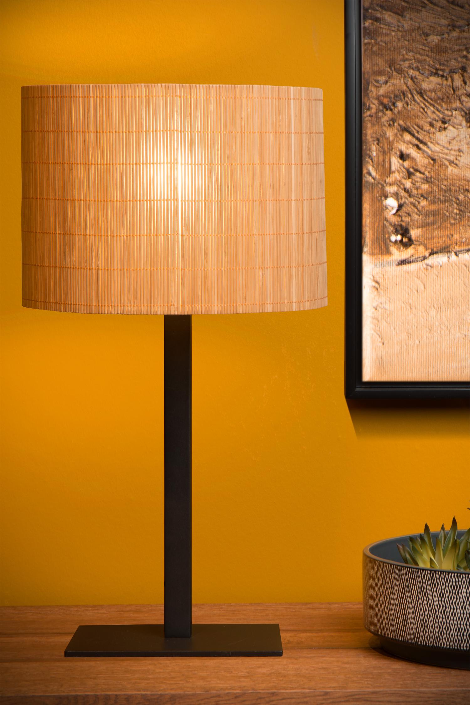 Magius Table Lamp - Matt Black/Natural Rattan