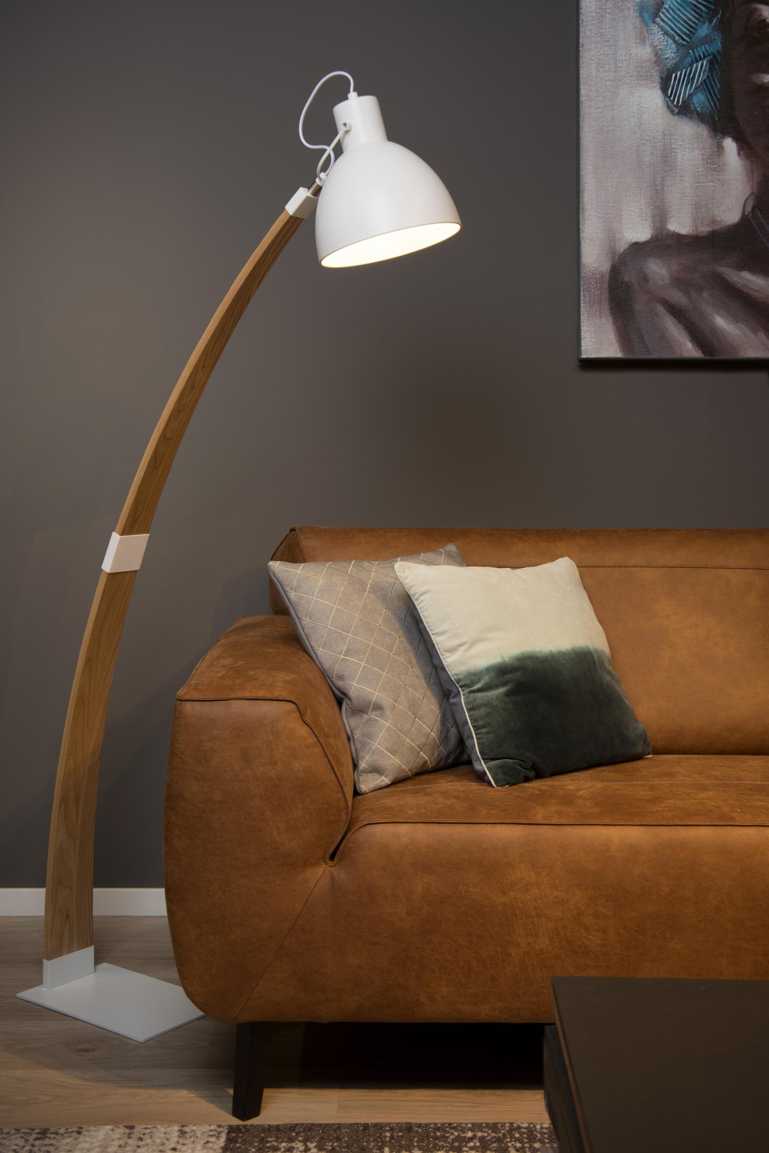 Curf Floor Lamp - Natural Wood/Matt White