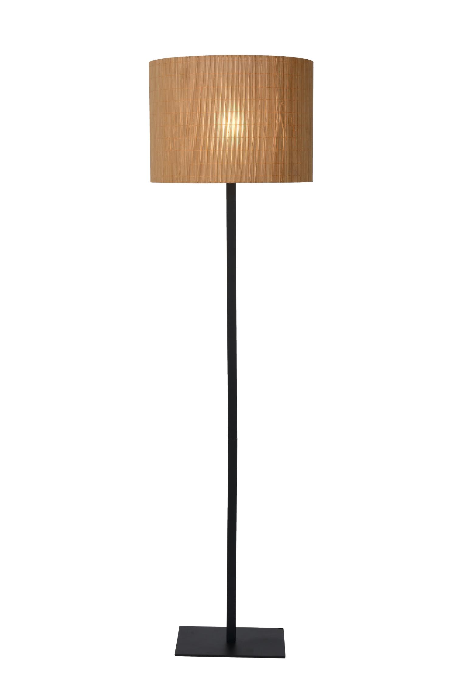 Magius Floor Lamp - Matt Black/Natural Rattan