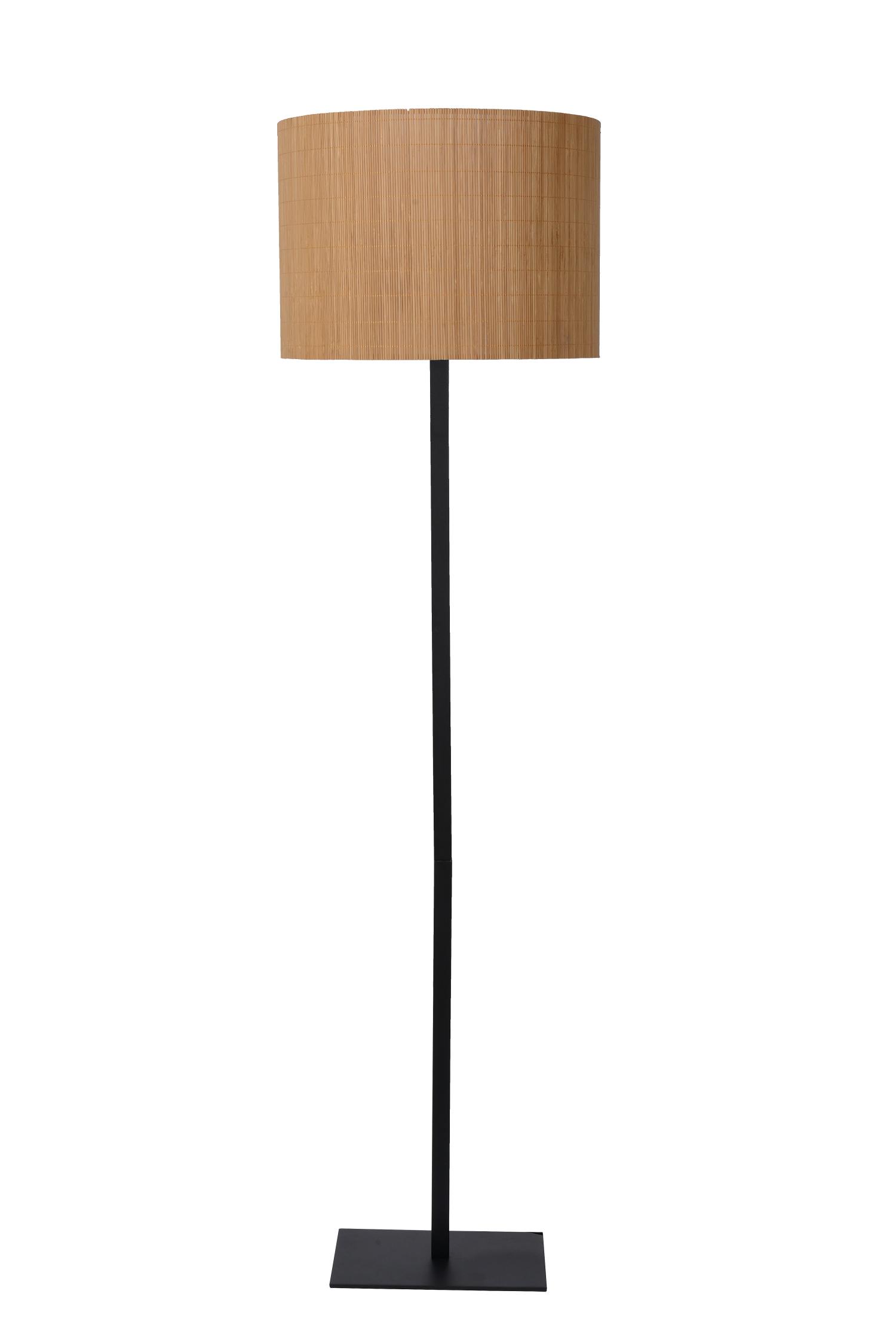 Magius Floor Lamp - Matt Black/Natural Rattan