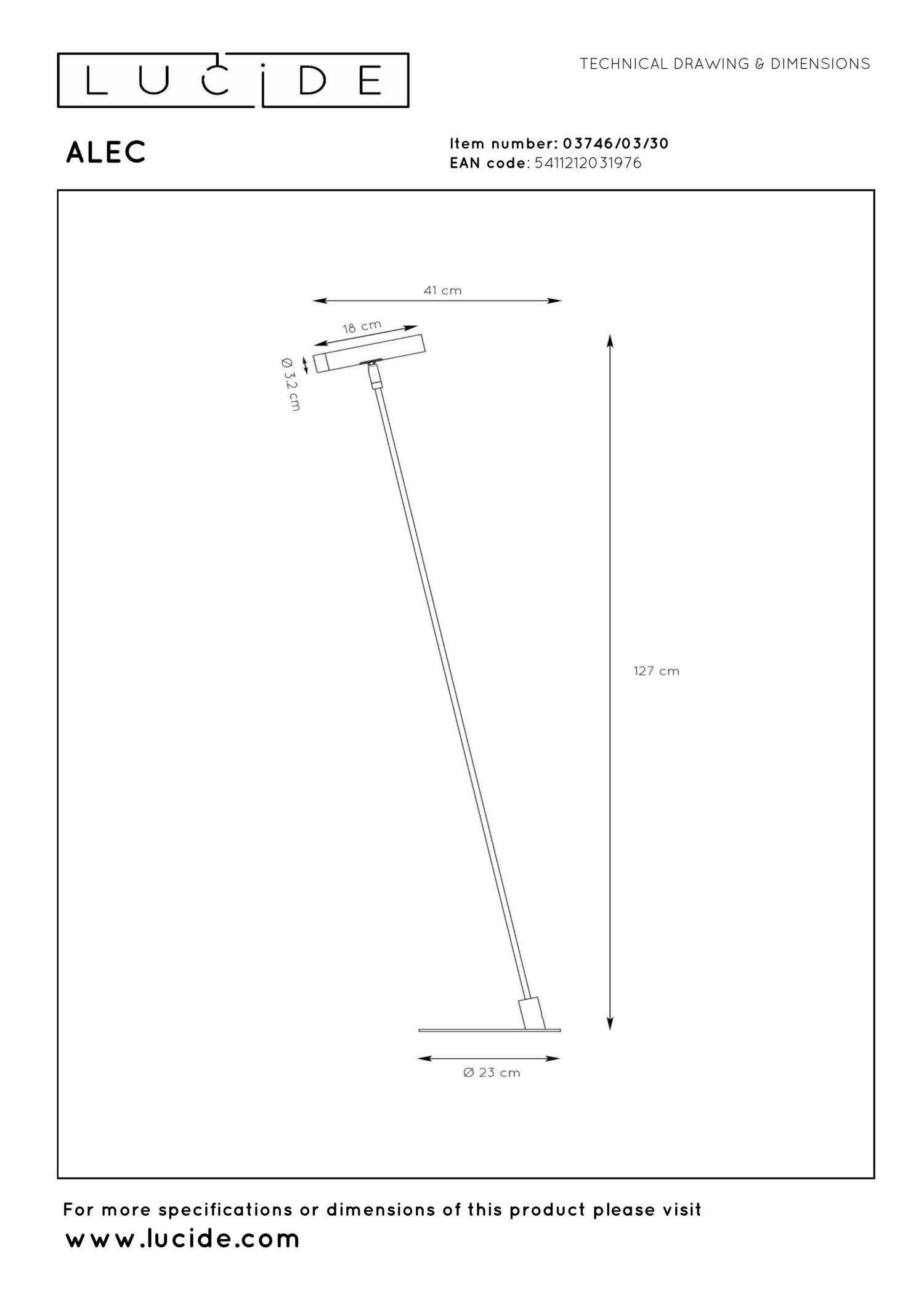Alec Floor Lamp - Matt Black/Clear Glass