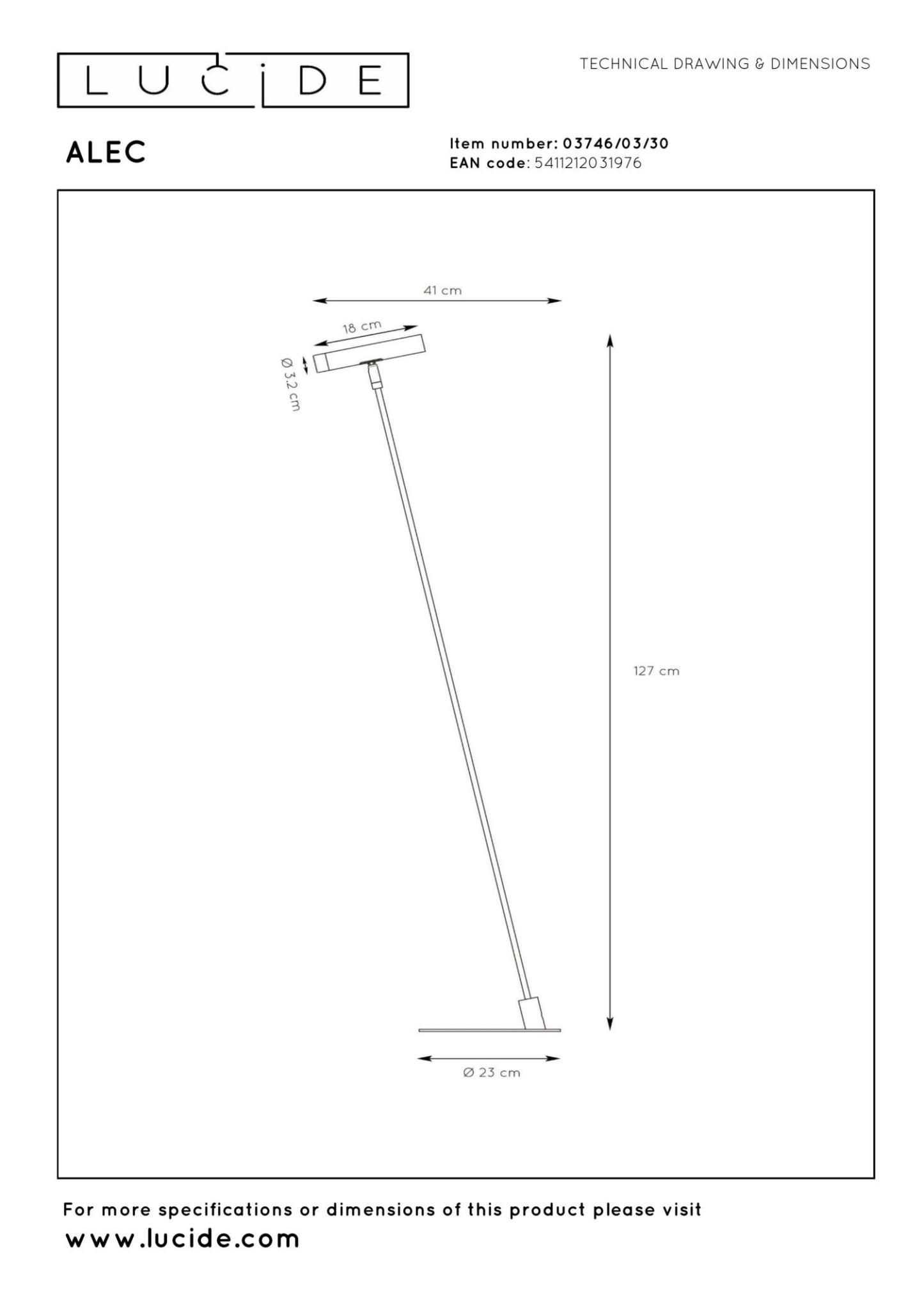 Alec Floor Lamp - Matt Black/Clear Glass