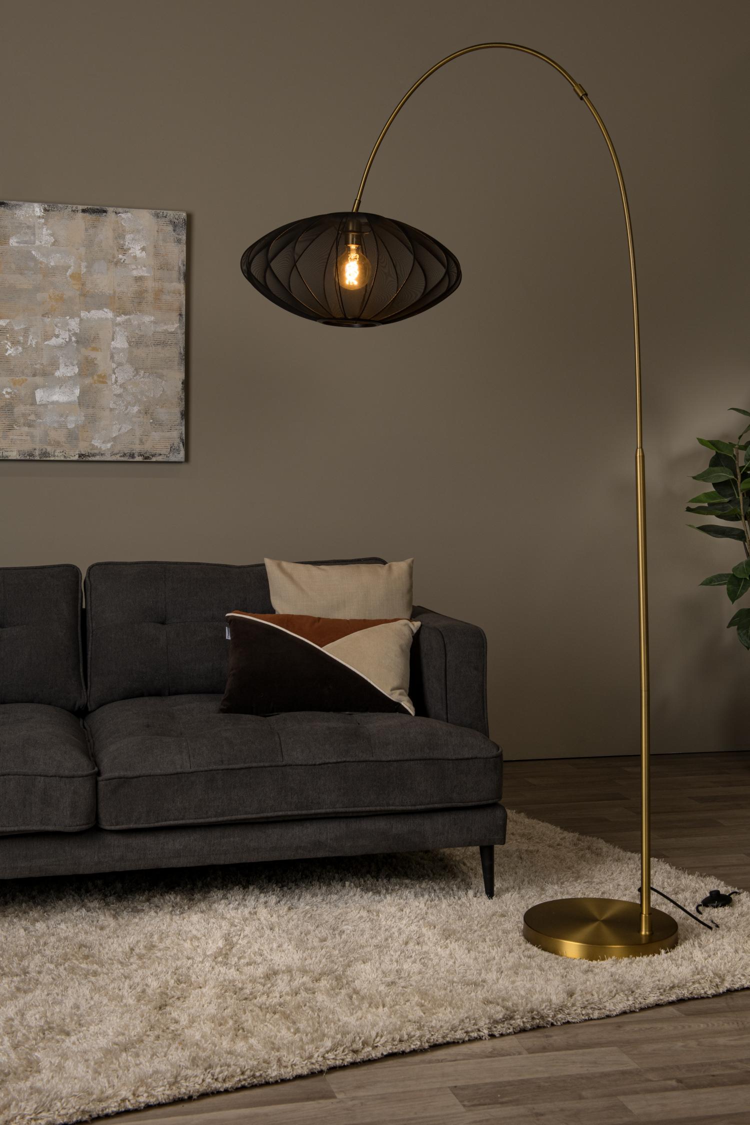 Corina Floor Lamp - Matt Gold/Smoked Black