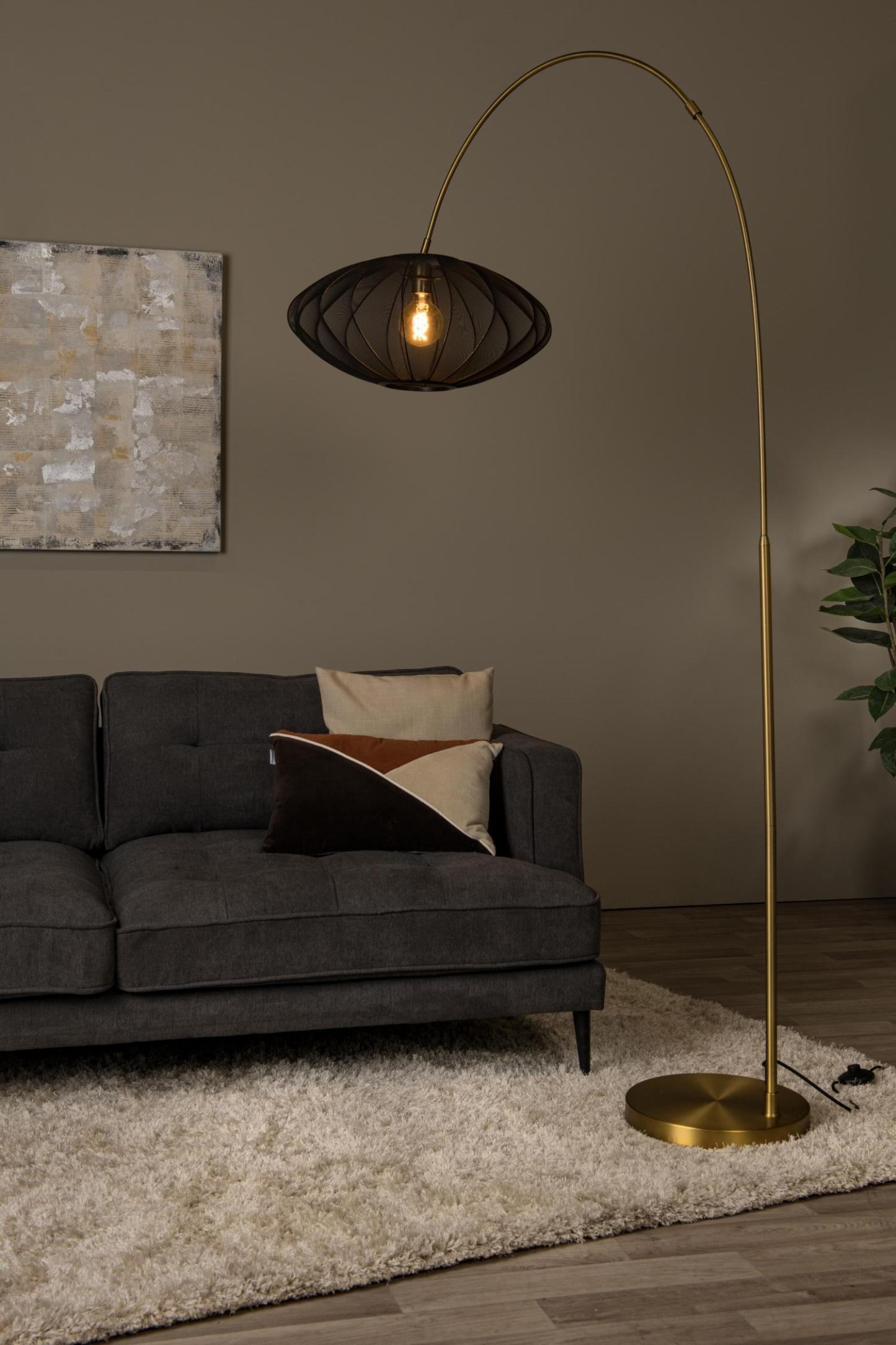 Corina Floor Lamp - Matt Gold/Smoked Black