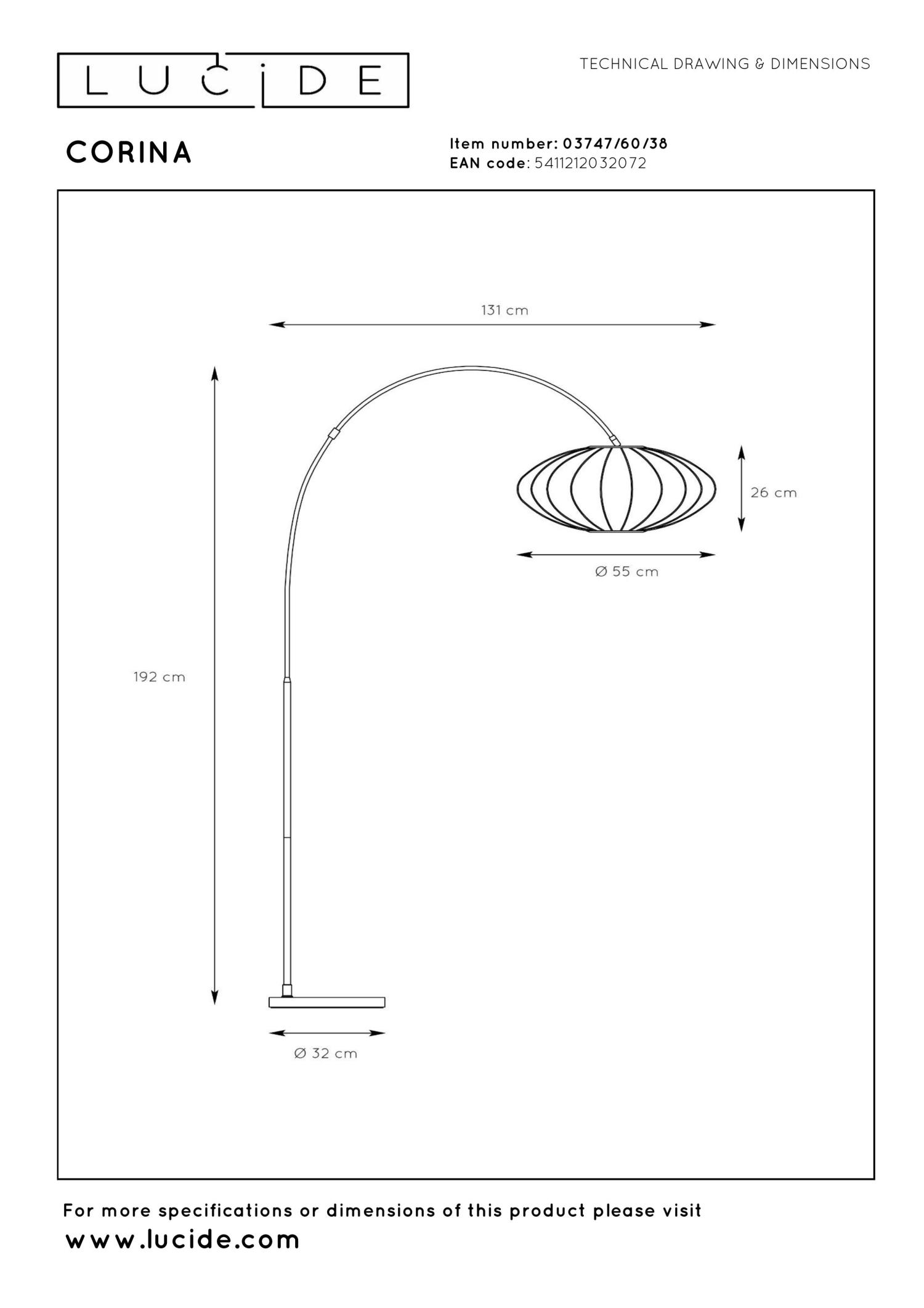 Corina Floor Lamp - Matt Gold/Smoked Black