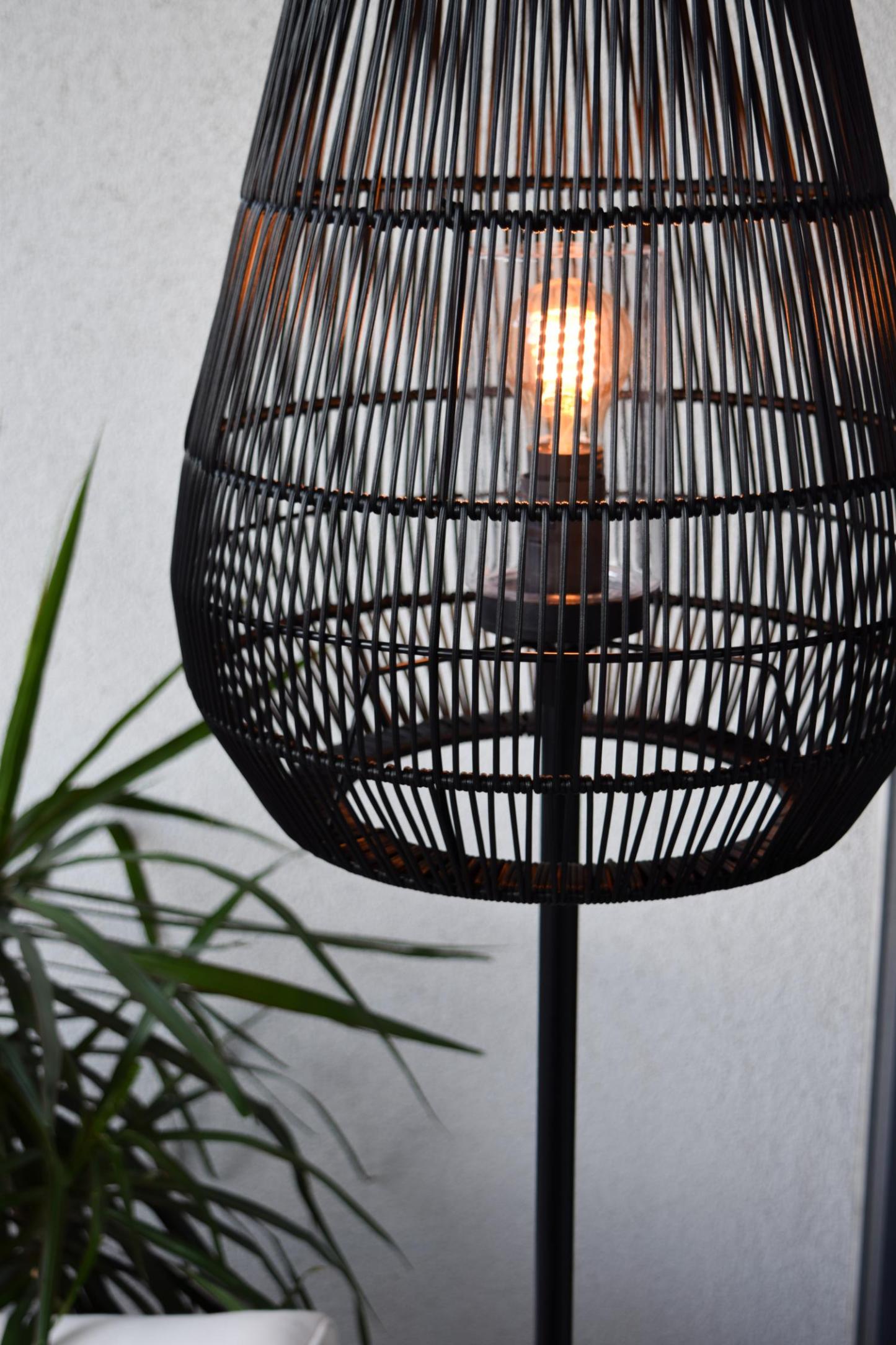 Nerida Outdoor Lights - Matt Black/Black Rattan