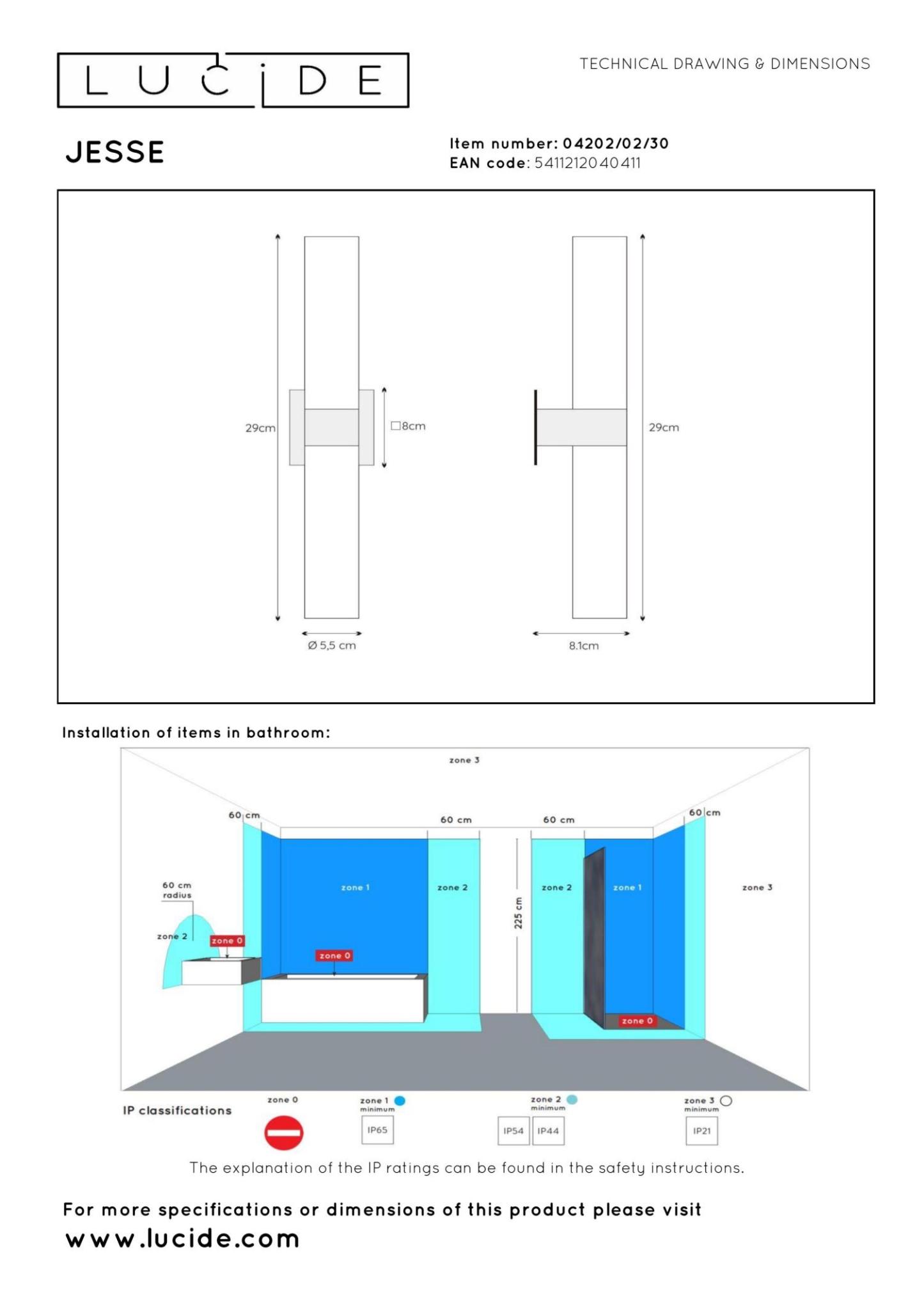 Jesse Wall Lights - Matt Black/Opal