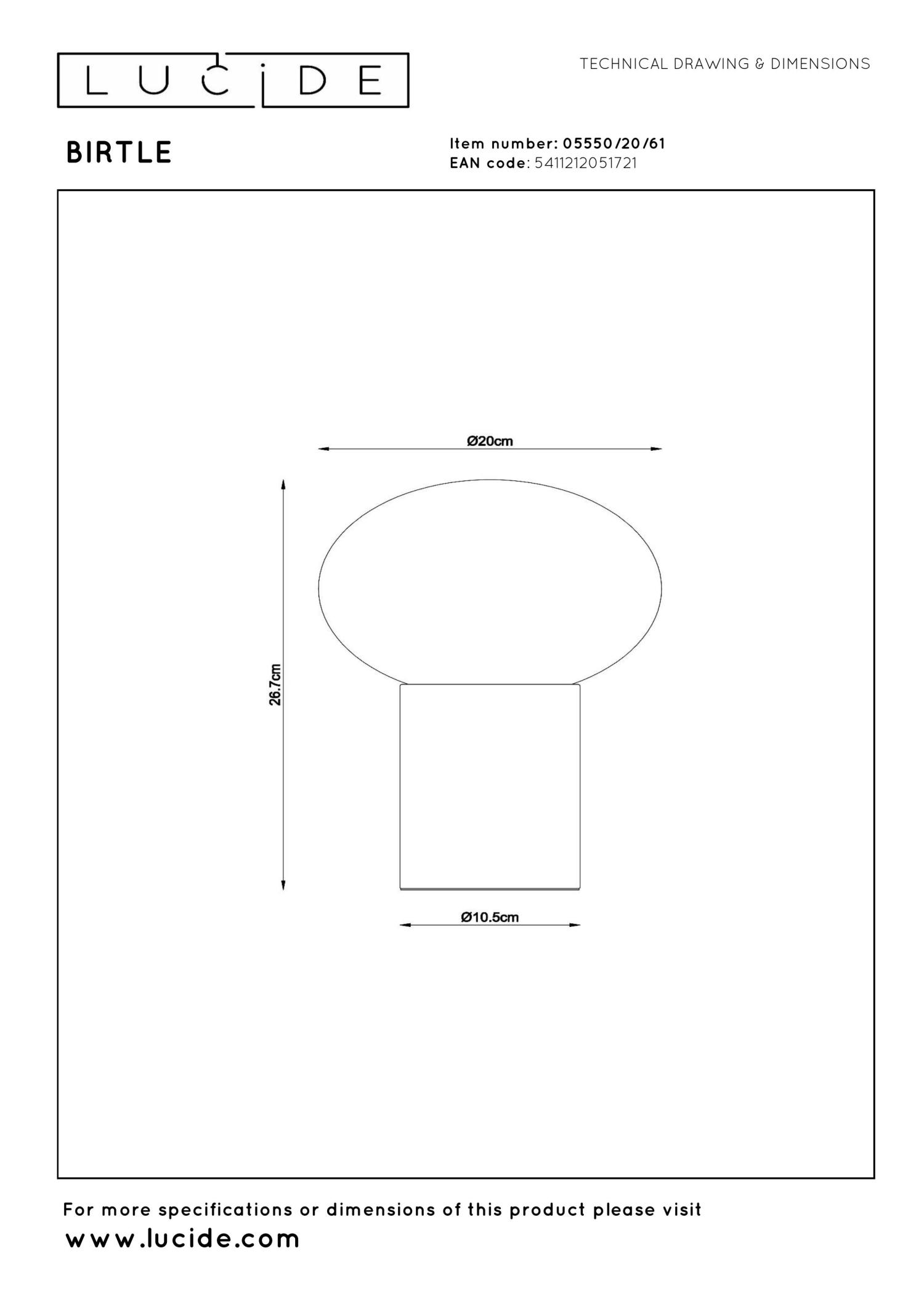 Birtle Table Lamp - Light Wood/Opal