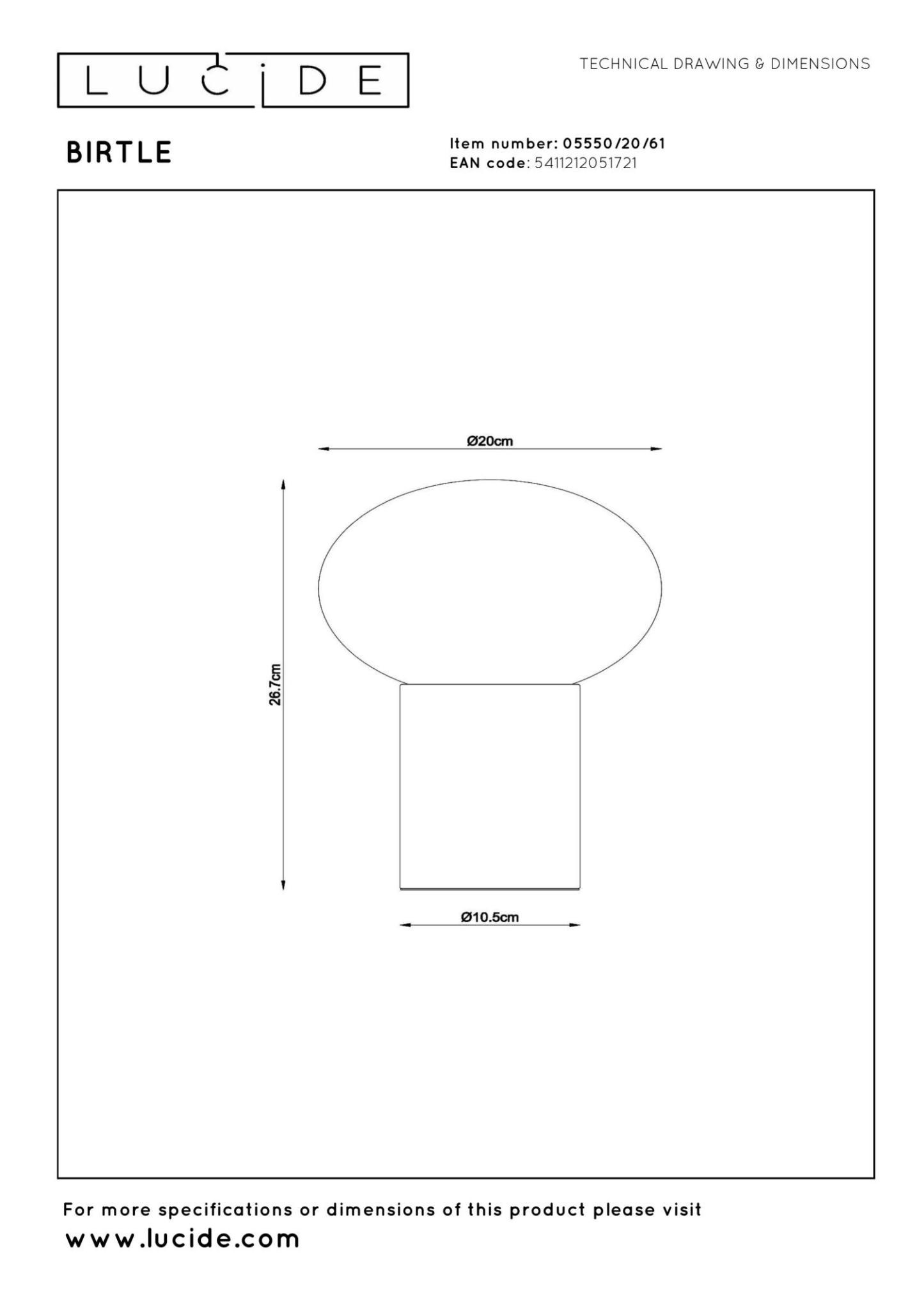 Birtle Table Lamp - Light Wood/Opal