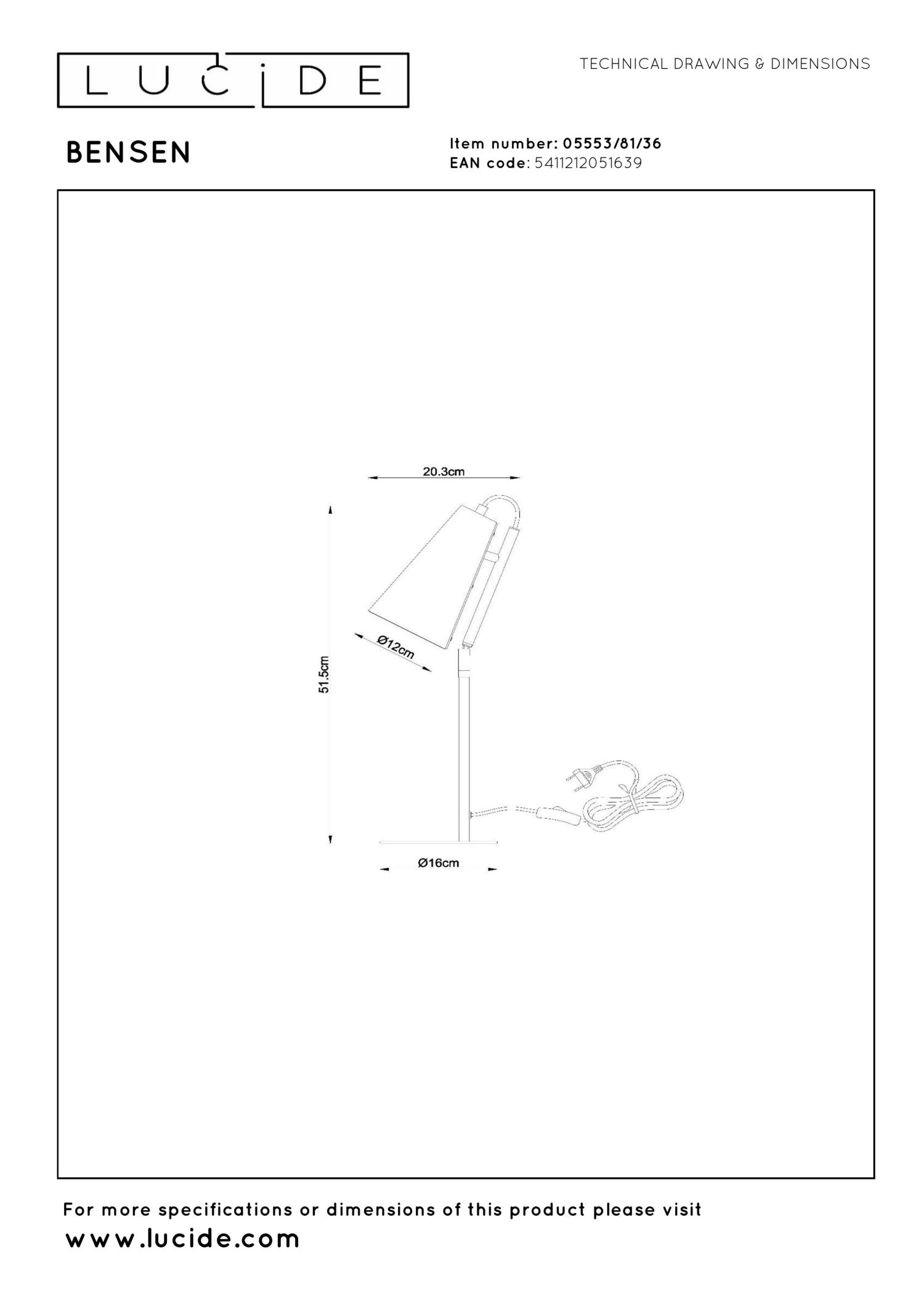 Bensen Table Lamp - Matt Black/Grey