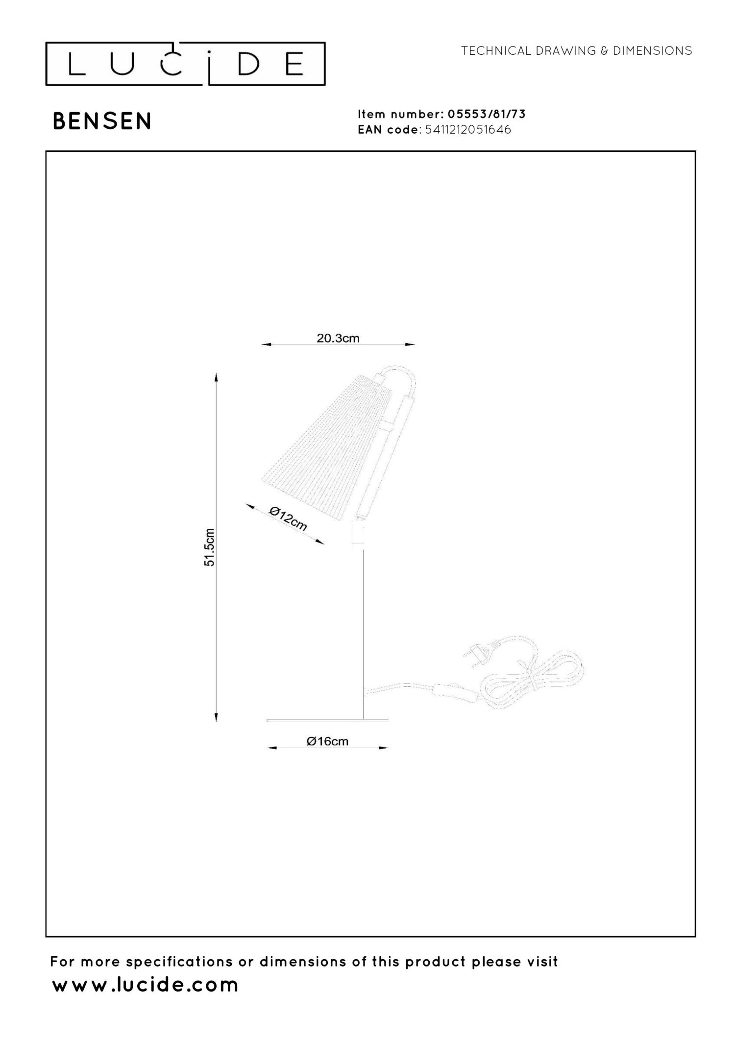 Bensen Table Lamp - Matt Black/Grey