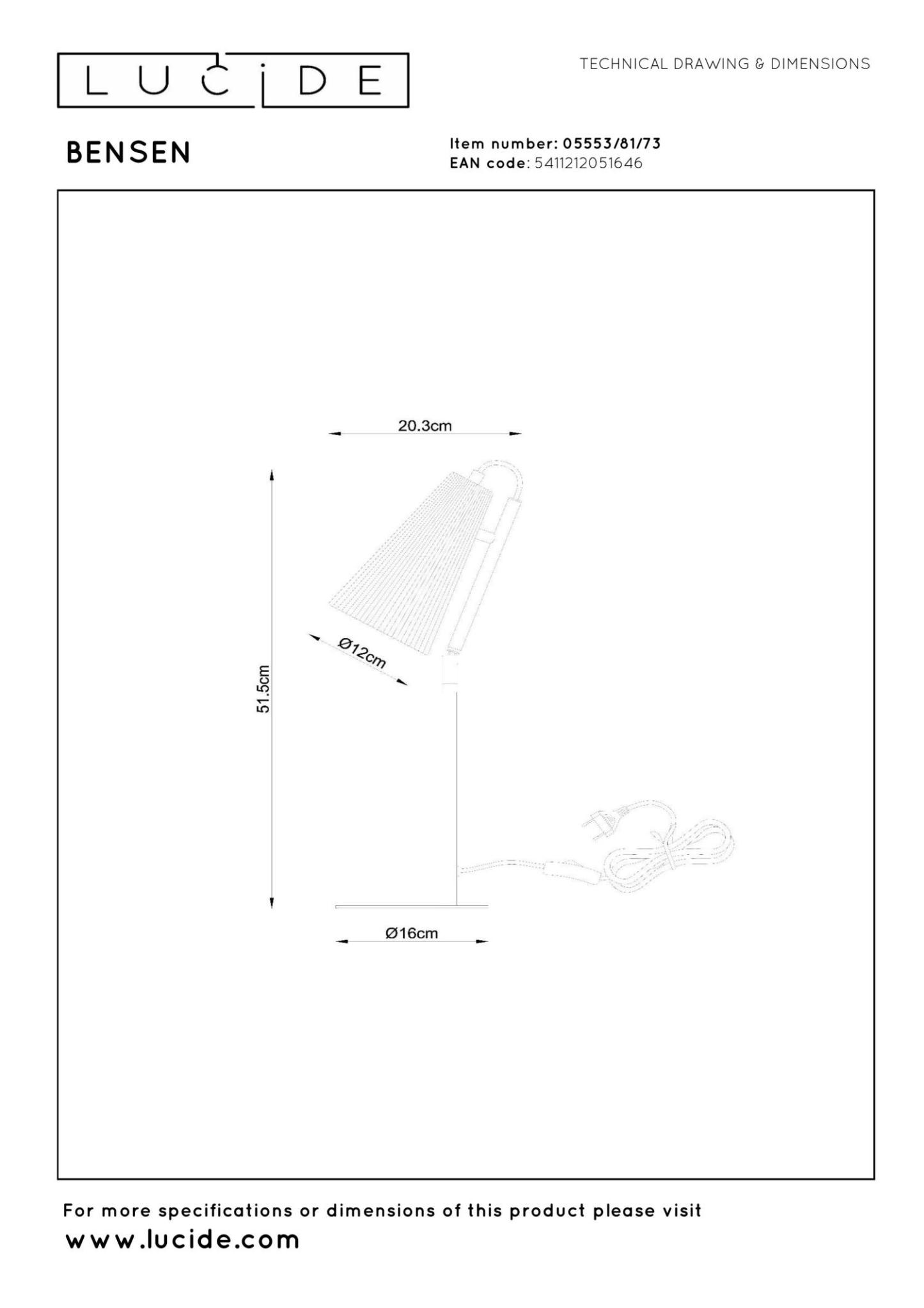 Bensen Table Lamp - Matt Black/Grey