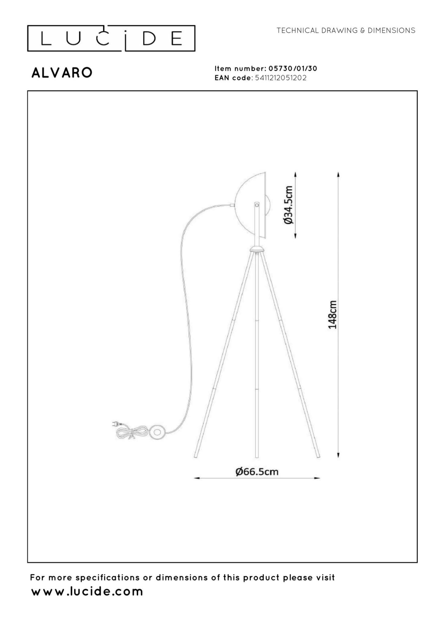 Alvaro Floor Lamp - Matt Black