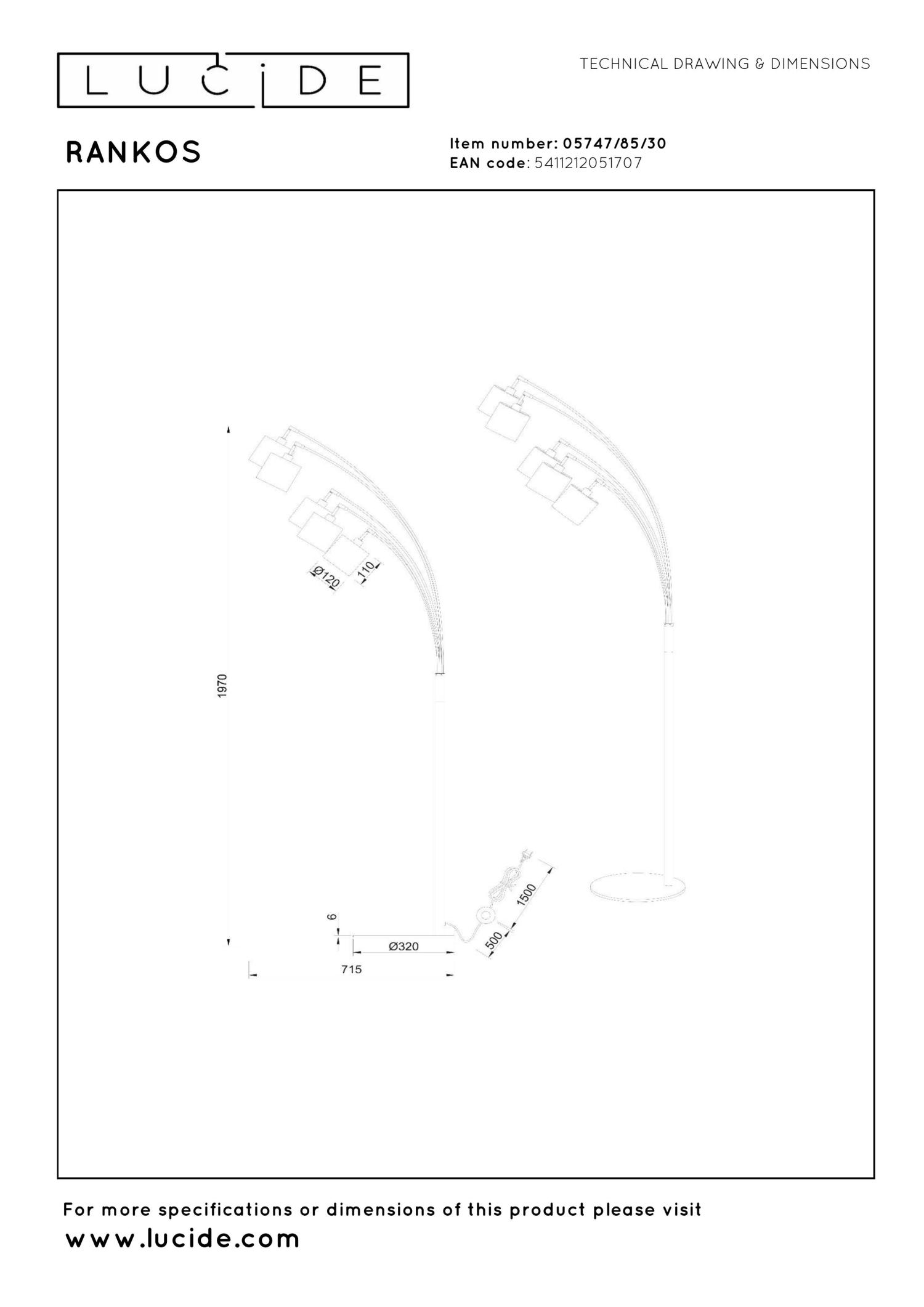 Rankos Floor Lamp - Matt Black/Rust Brown