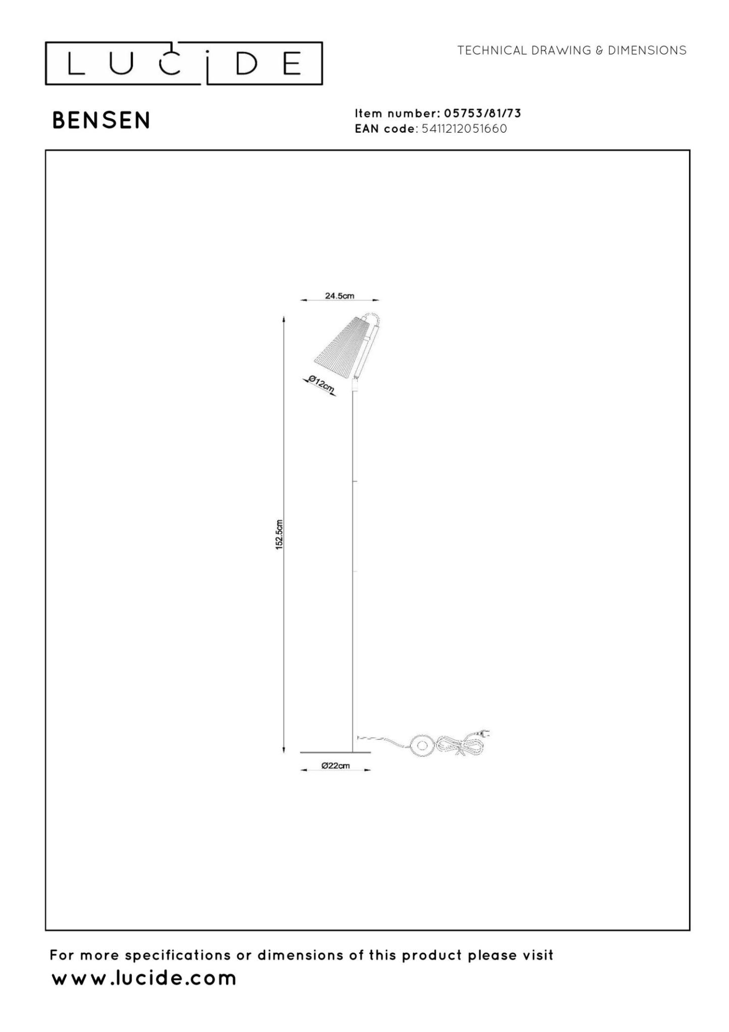 Bensen Floor Lamp - Matt Black/Grey