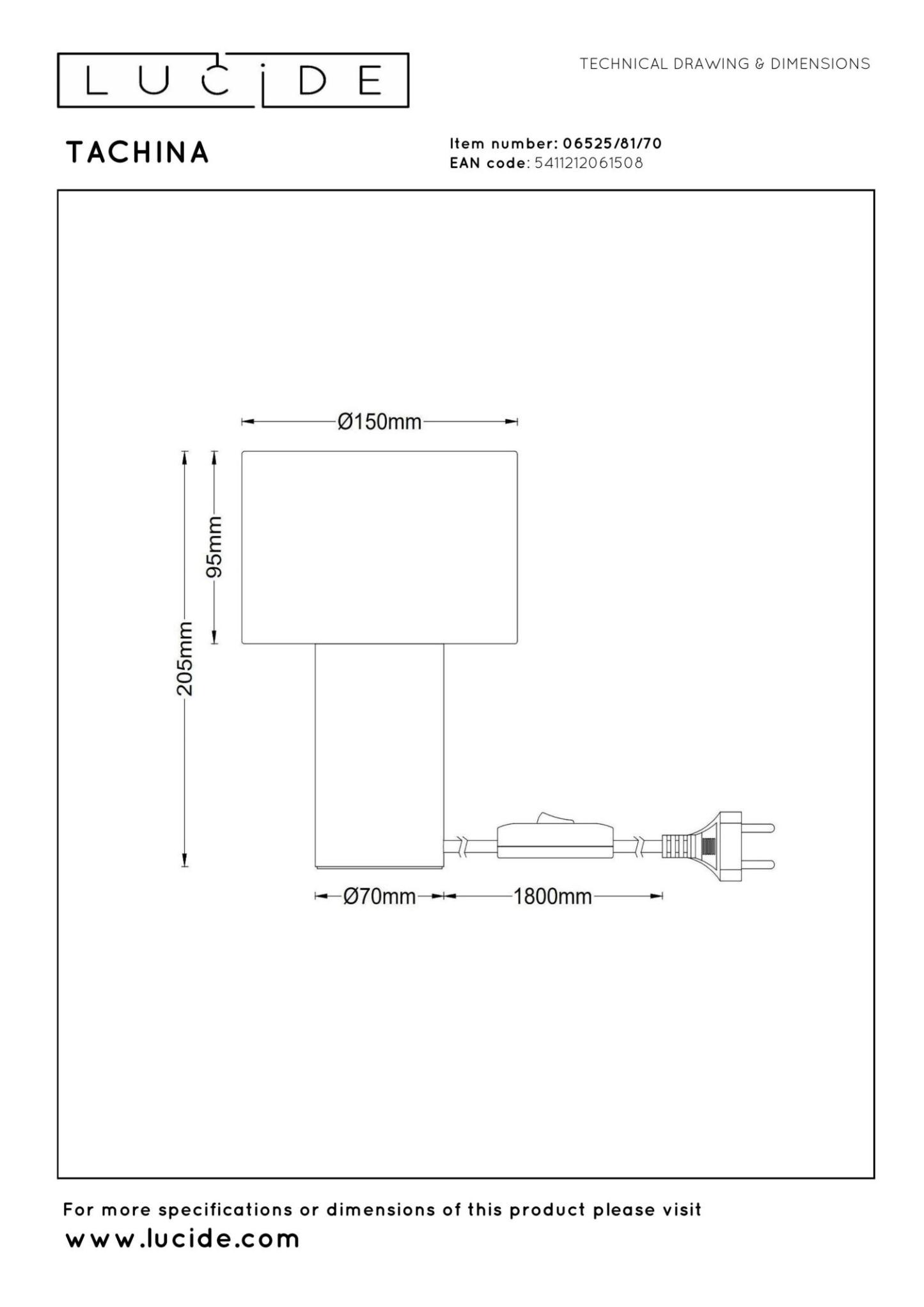Tachina Table Lamp - Dark Wood/Cream