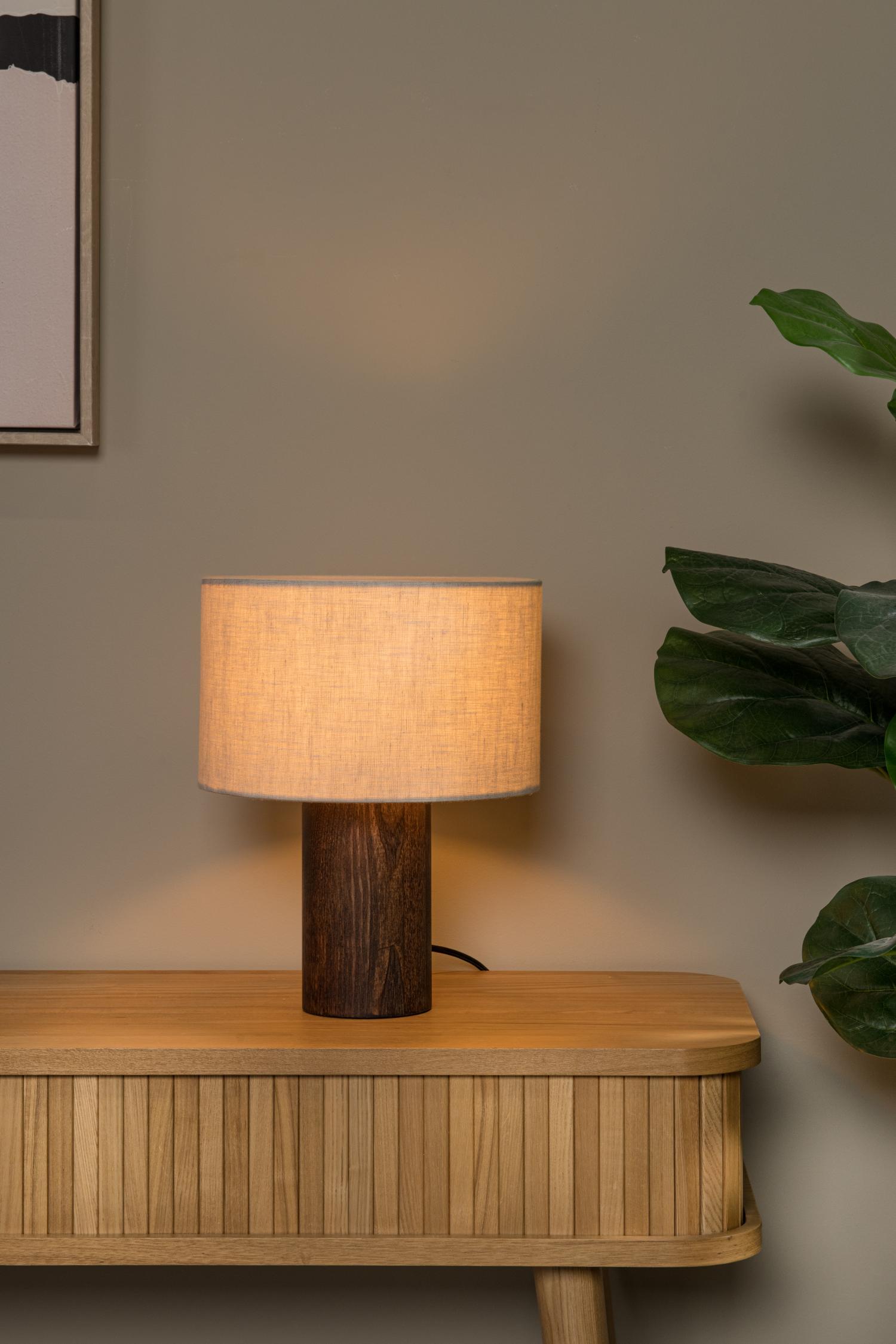 Tachina Table Lamp - Dark Wood/Cream