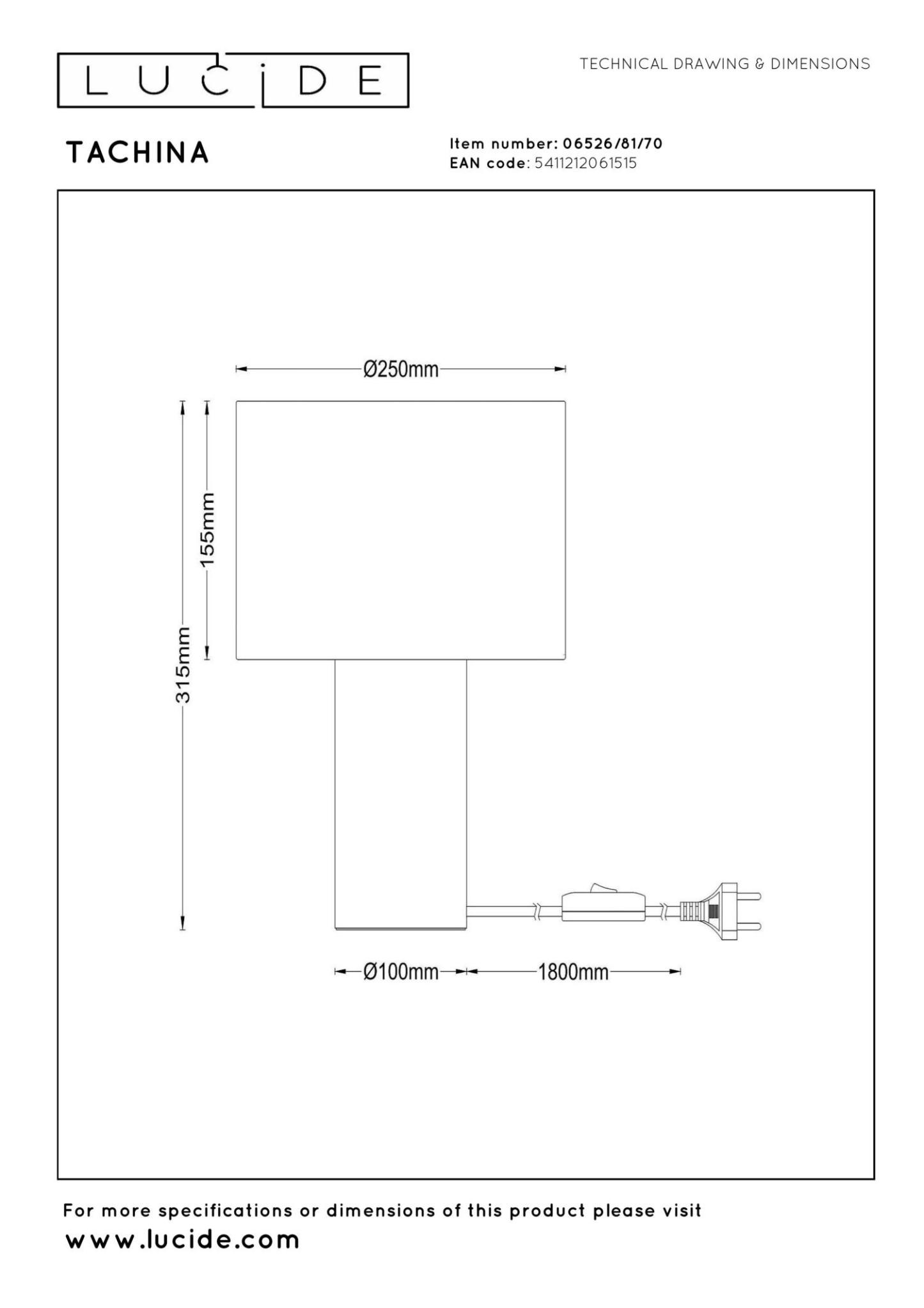 Tachina Table Lamp - Dark Wood/Cream