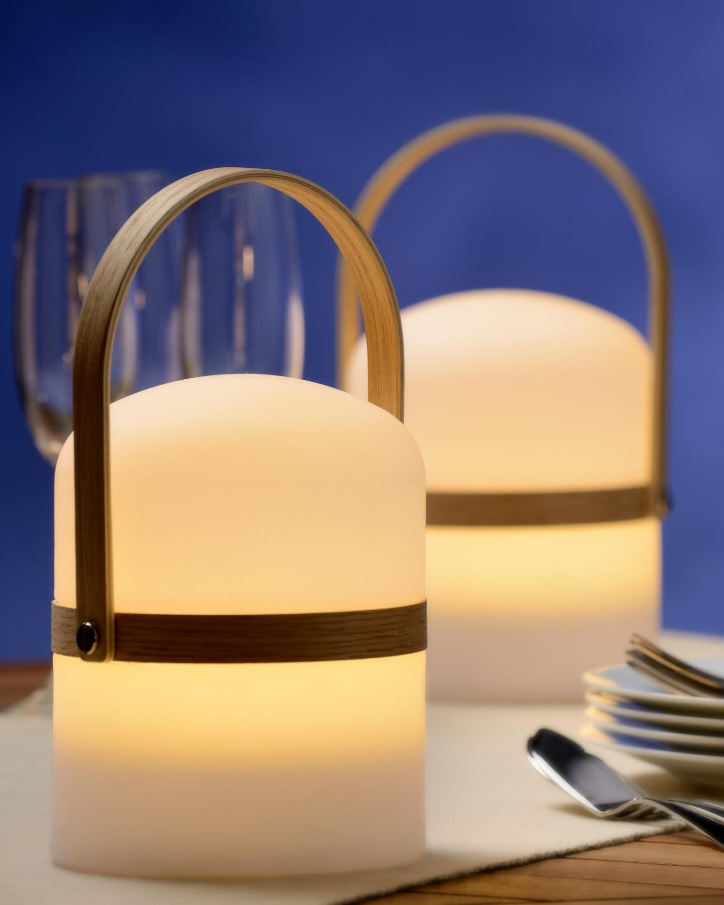 Joe Outdoor Lights - Light Wood/Opal