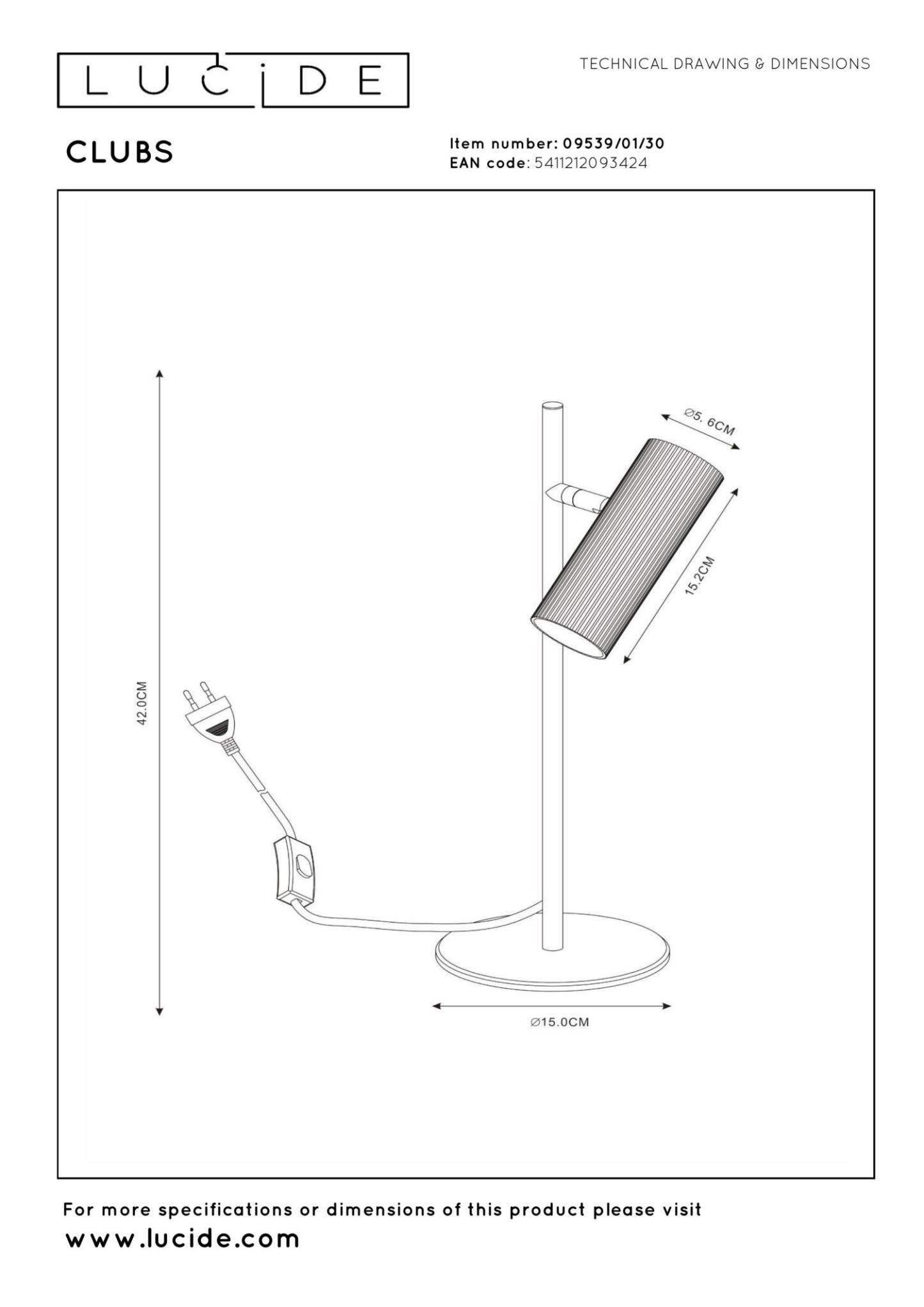 Clubs Table Lamp - Matt Black