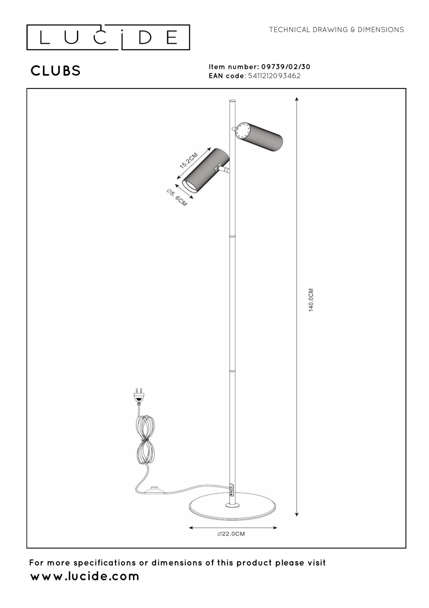 Clubs Floor Lamp - Matt Black