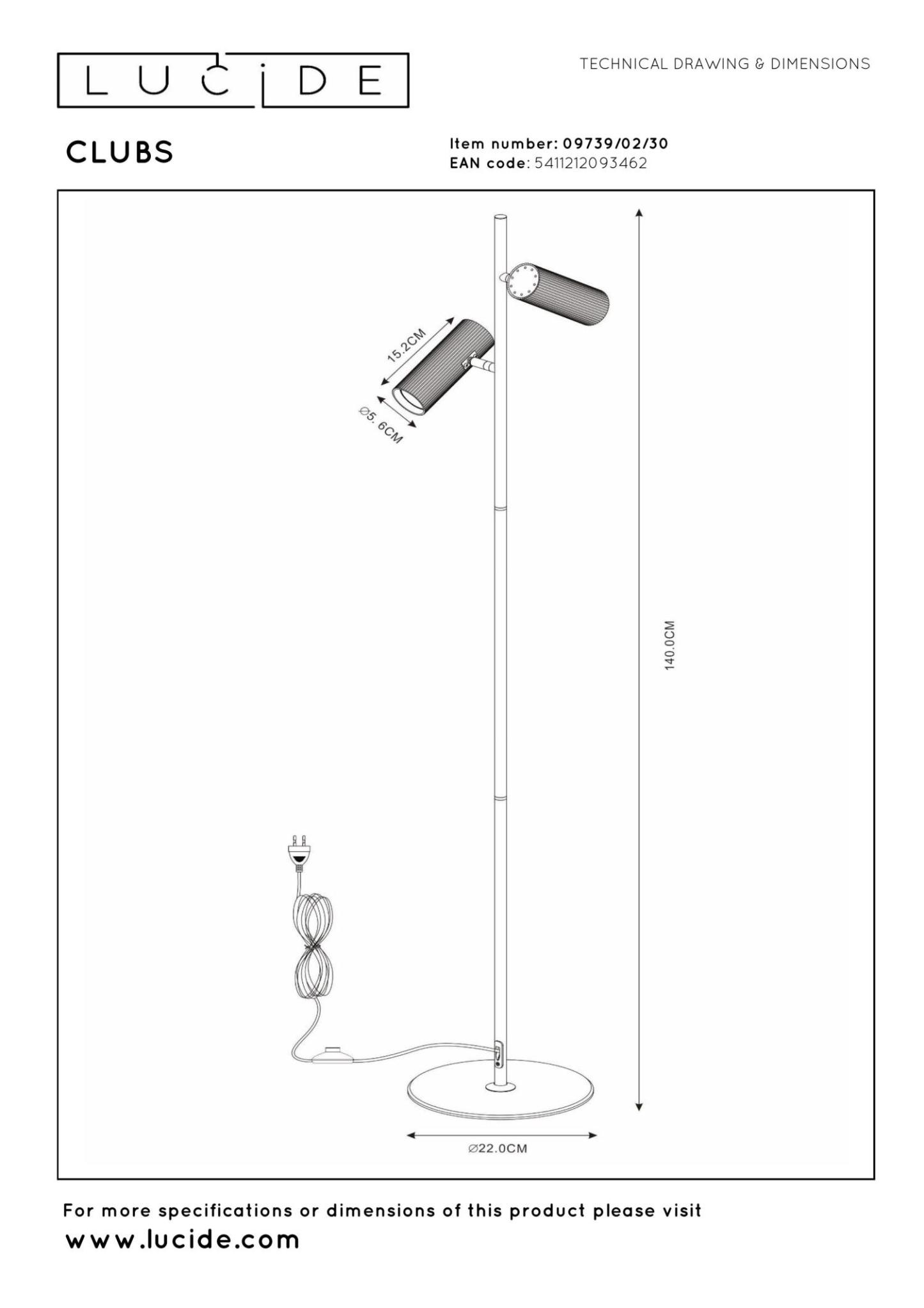Clubs Floor Lamp - Matt Black