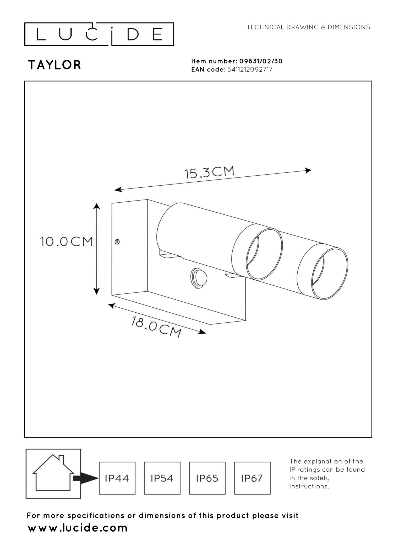 Taylor Outdoor Lights - Matt Black