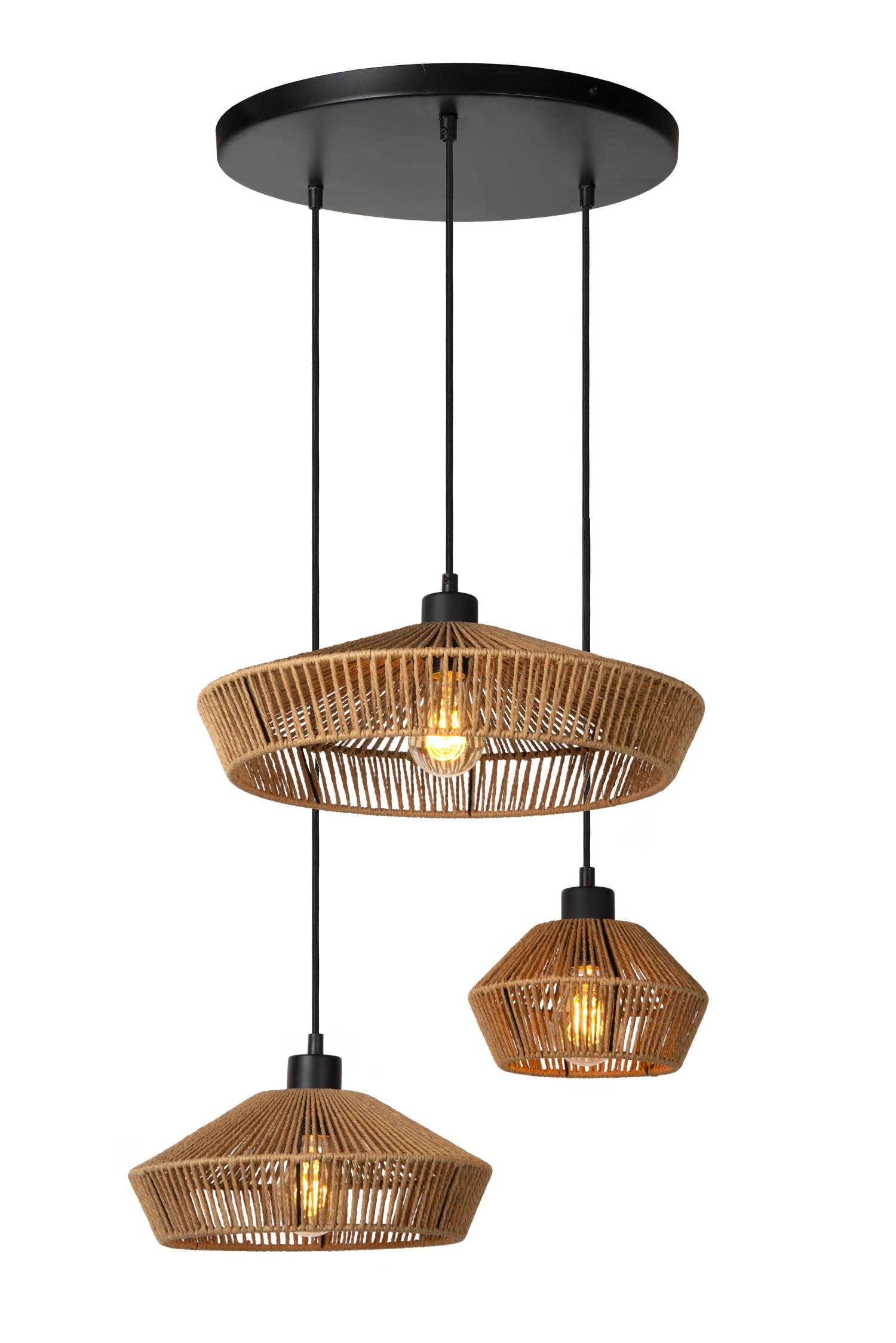 Yunkai Ceiling Lights - Matt Black/Natural Paper