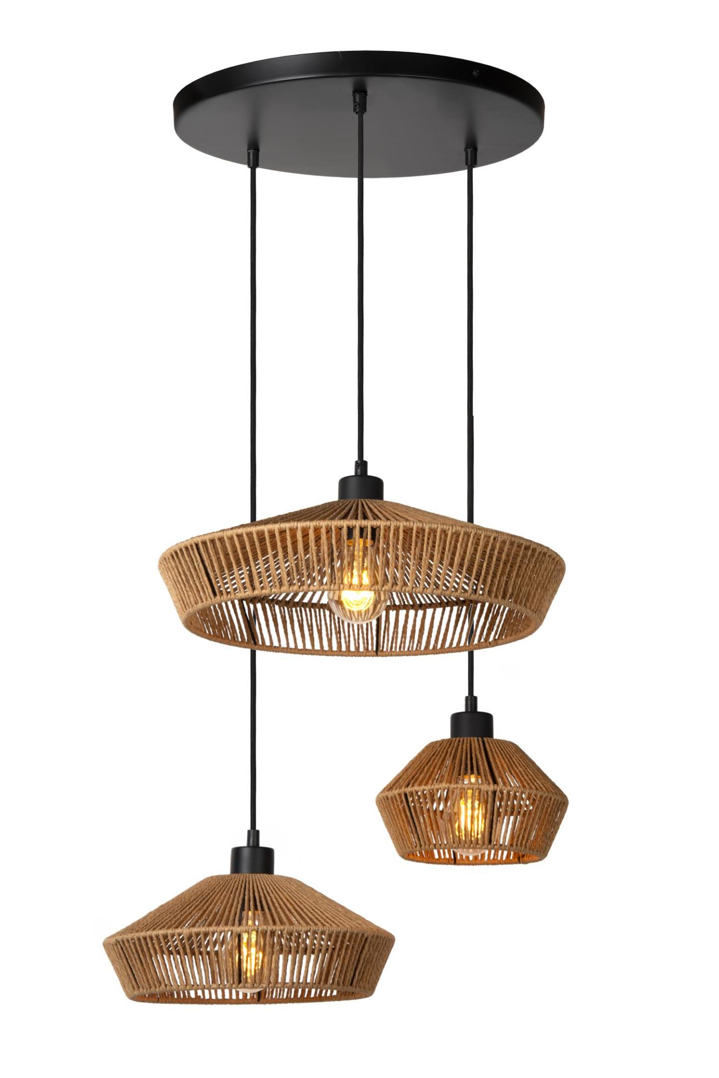 Yunkai Ceiling Lights - Matt Black/Natural Paper