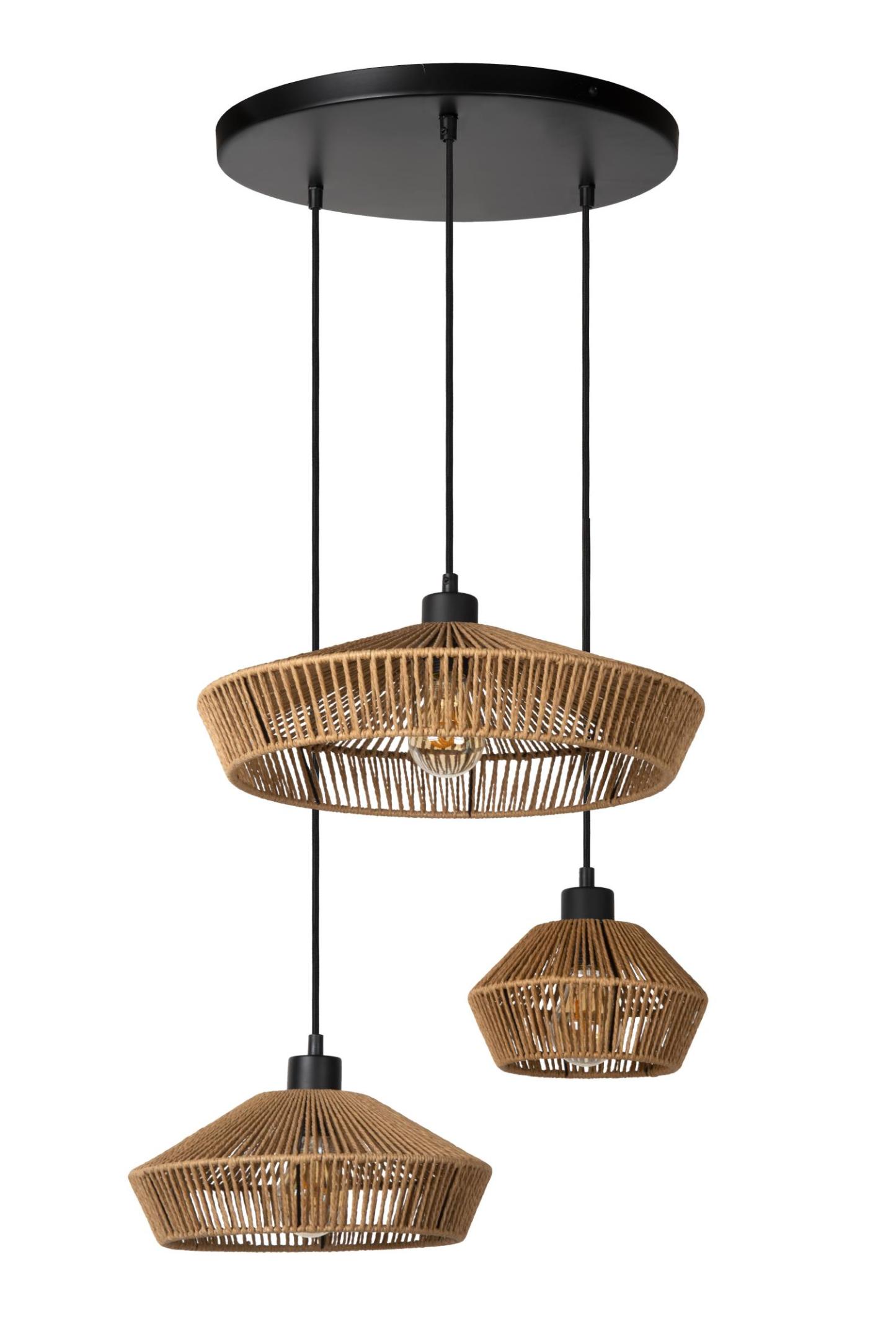Yunkai Ceiling Lights - Matt Black/Natural Paper