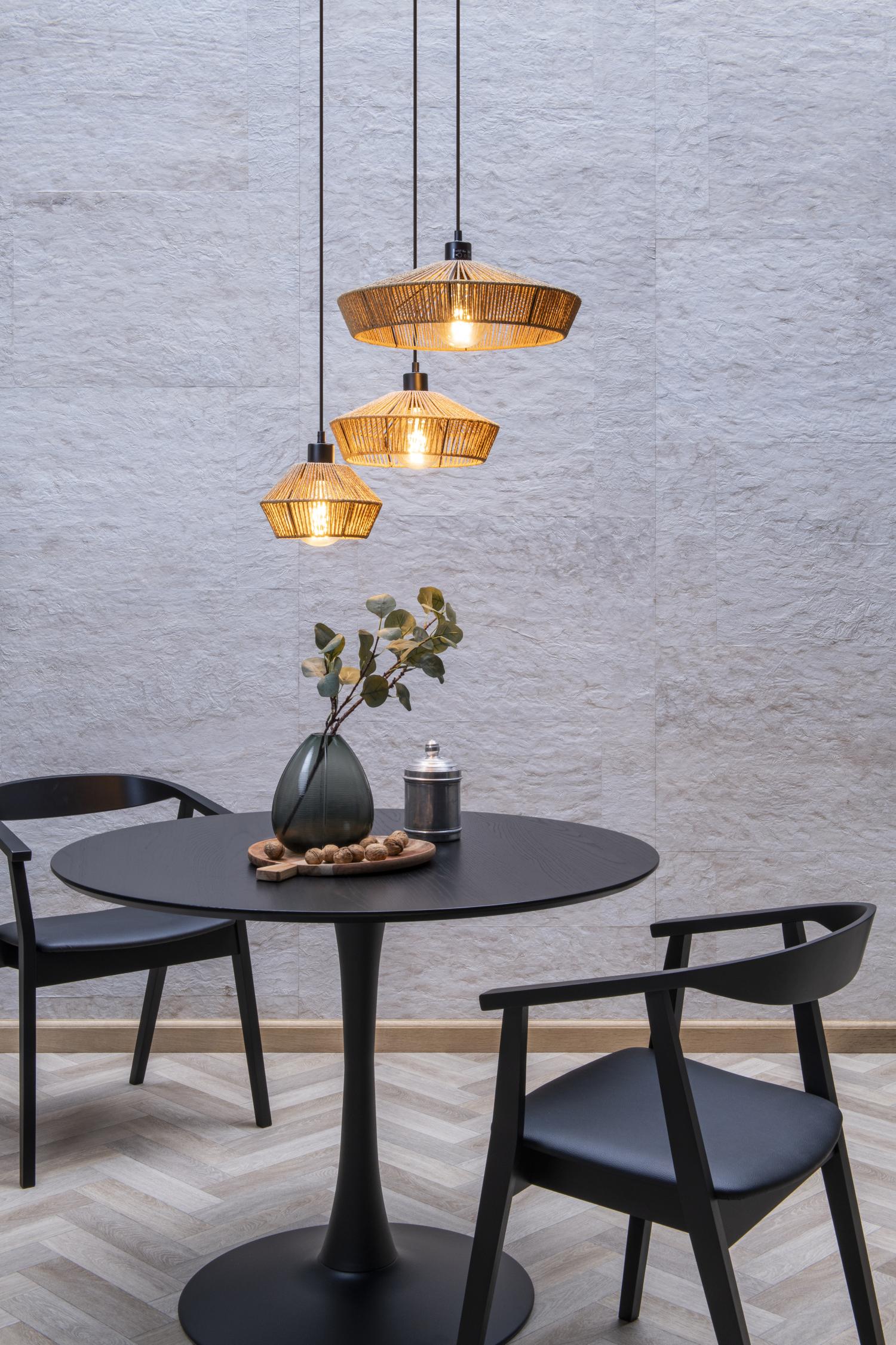 Yunkai Ceiling Lights - Matt Black/Natural Paper