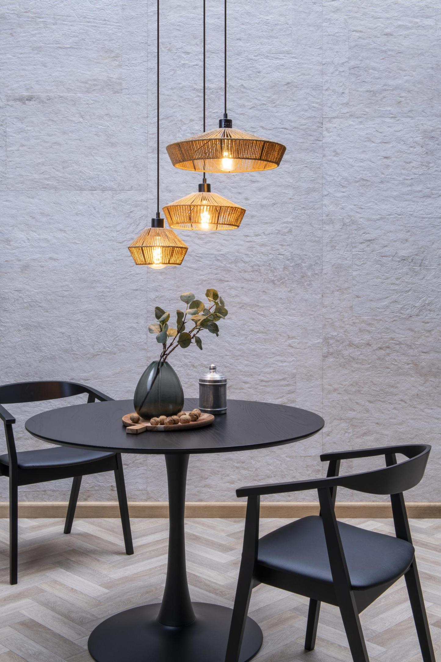 Yunkai Ceiling Lights - Matt Black/Natural Paper