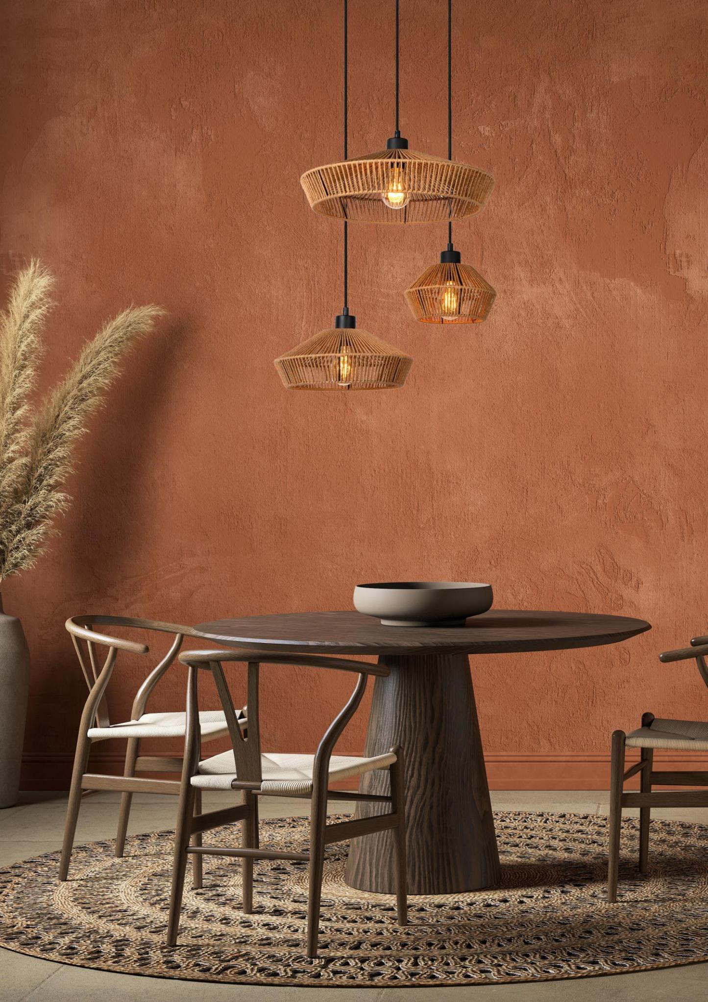 Yunkai Ceiling Lights - Matt Black/Natural Paper