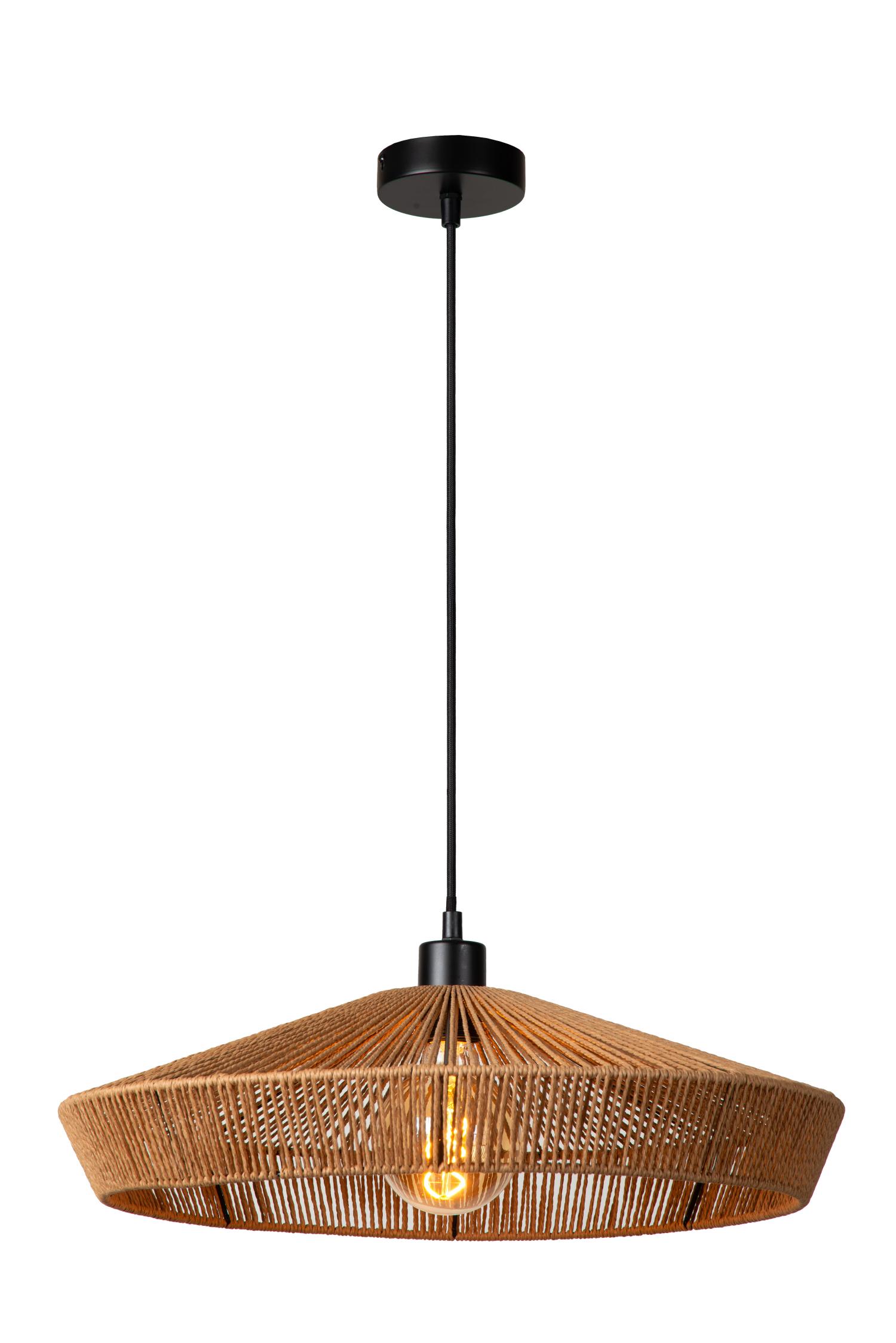 Yunkai Ceiling Lights - Matt Black/Natural Paper - 500mm Diameter