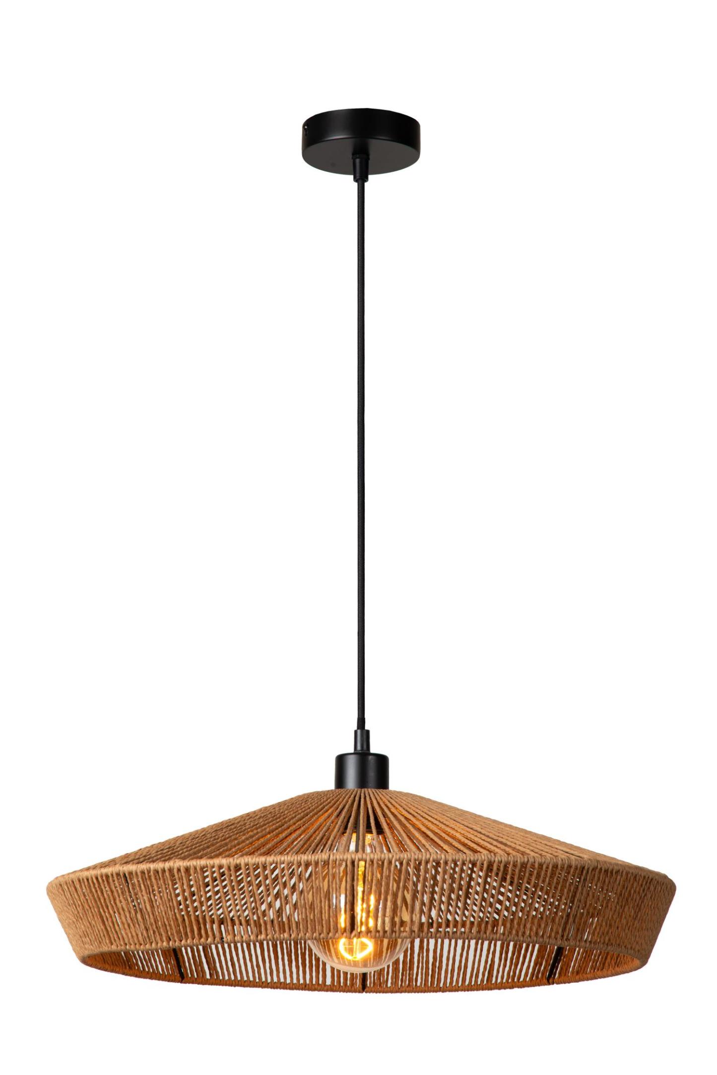 Yunkai Ceiling Lights - Matt Black/Natural Paper - 500mm Diameter