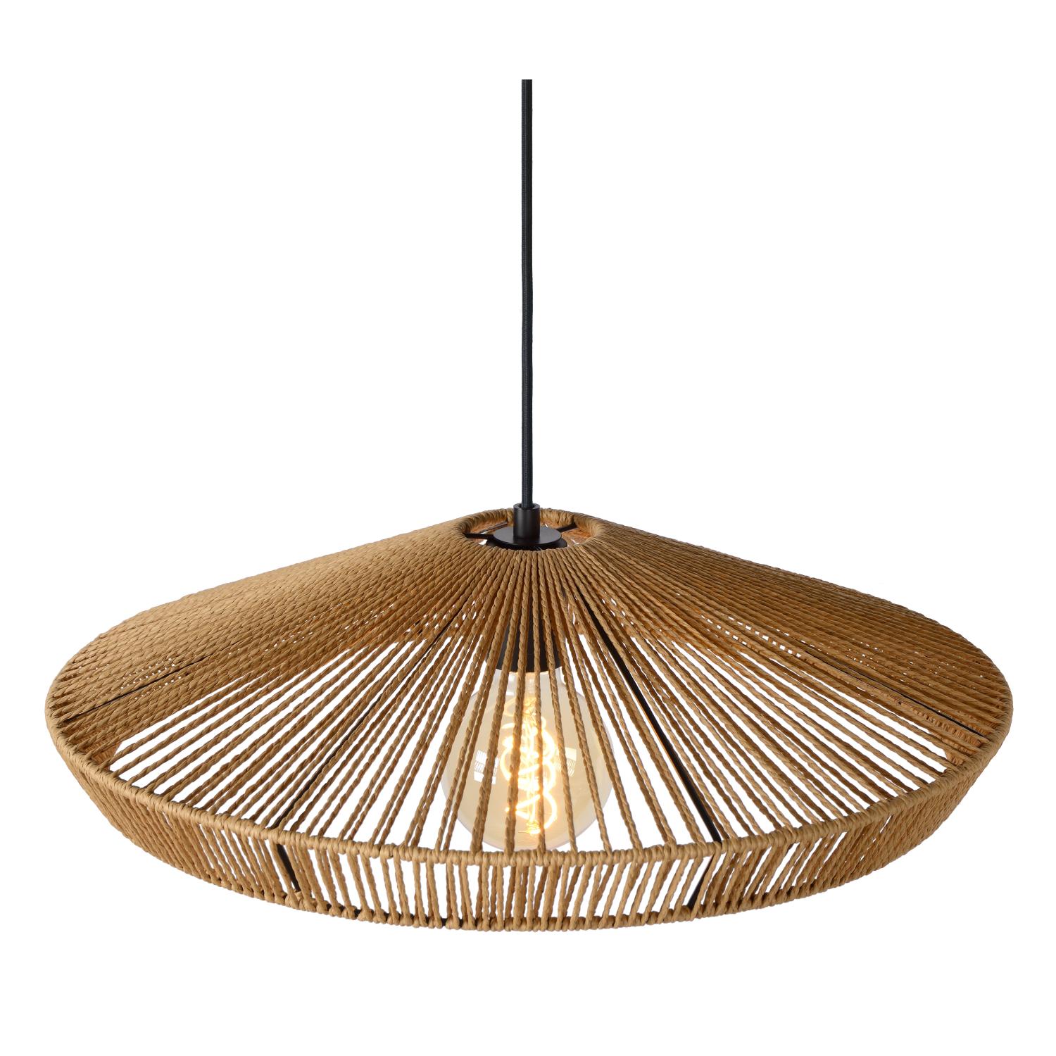 Yunkai Ceiling Lights - Matt Black/Natural Paper - 500mm Diameter