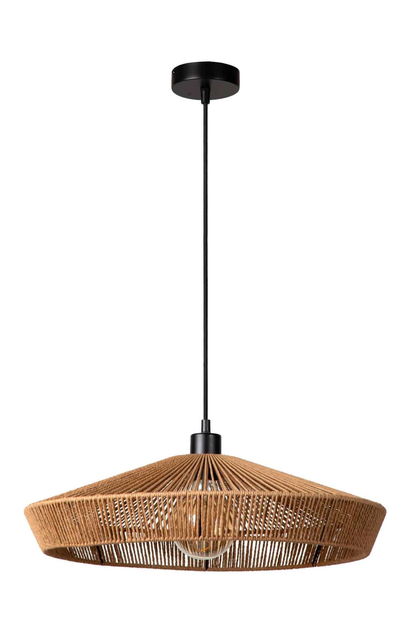 Yunkai Ceiling Lights - Matt Black/Natural Paper - 500mm Diameter